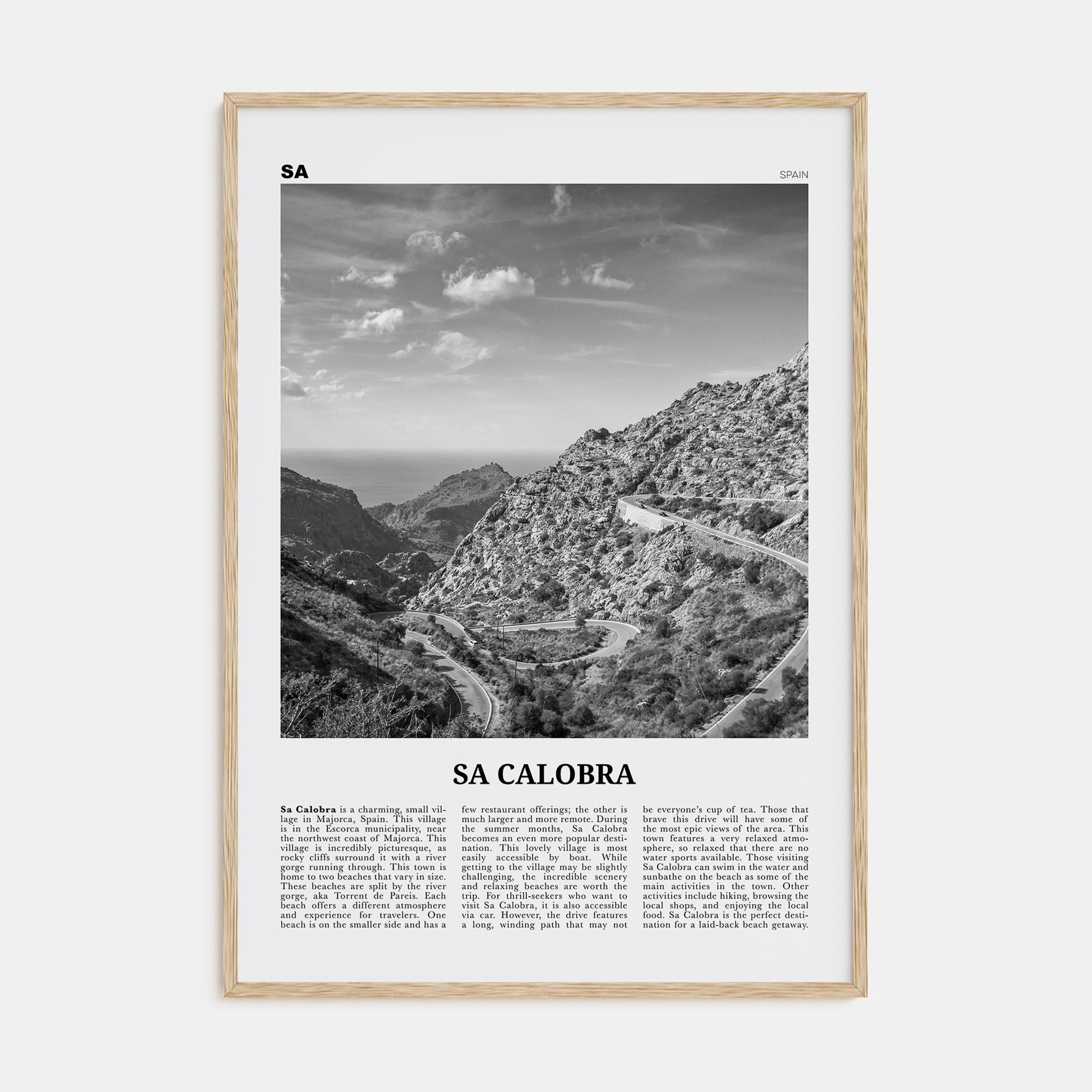 Sa Calobra Travel B&W Poster