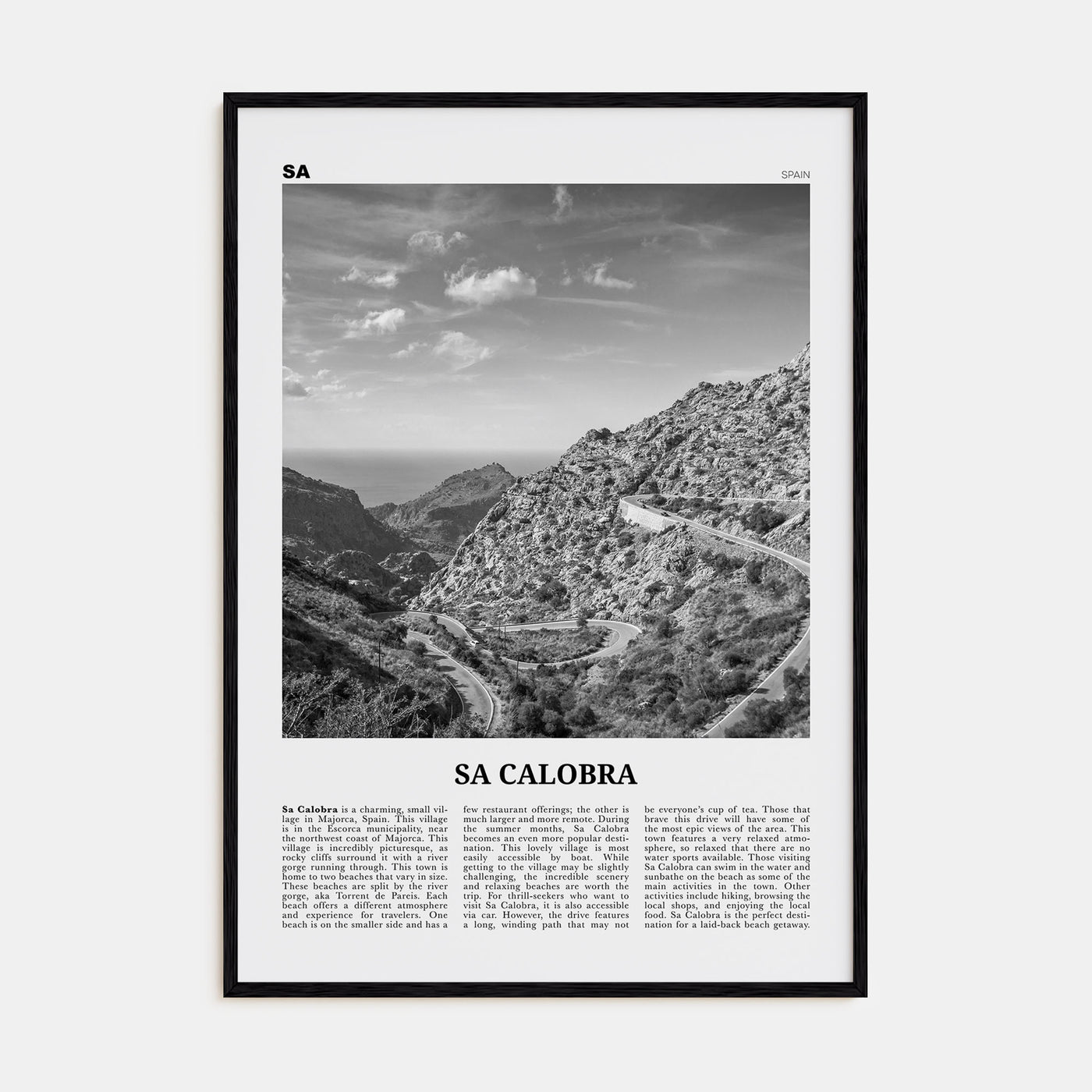 Sa Calobra Travel B&W Poster
