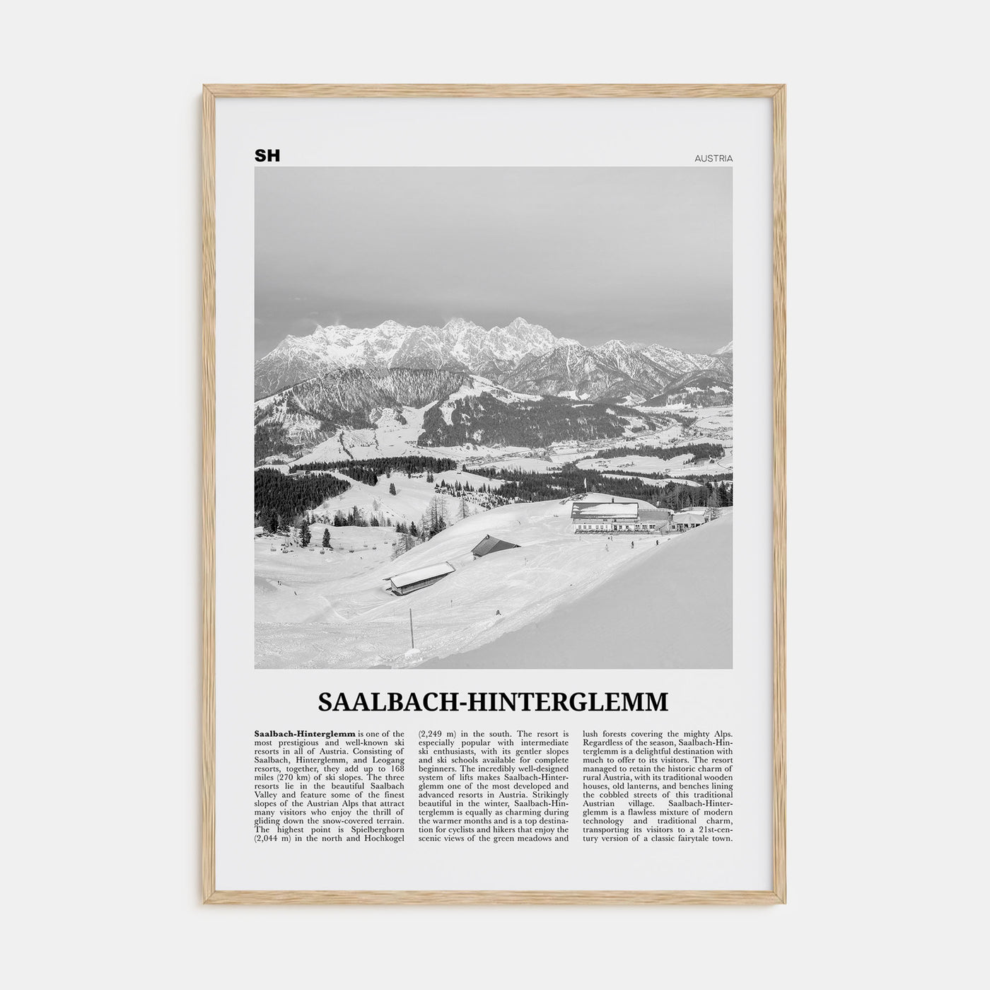 Saalbach-Hinterglemm Travel B&W Poster