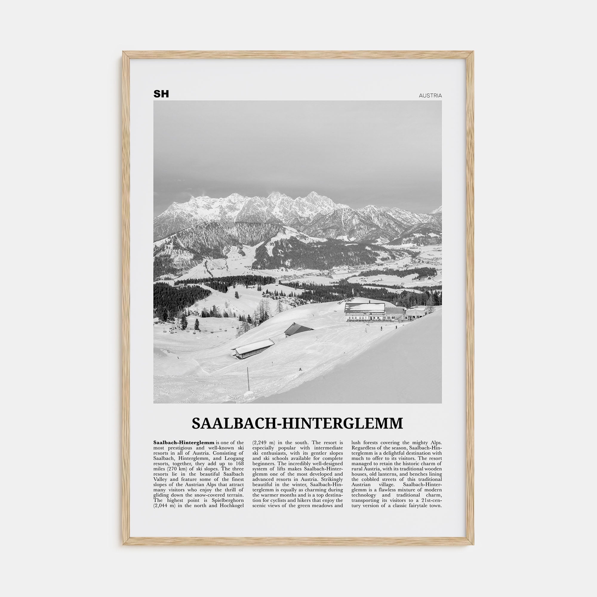 Saalbach-Hinterglemm Travel B&W Poster