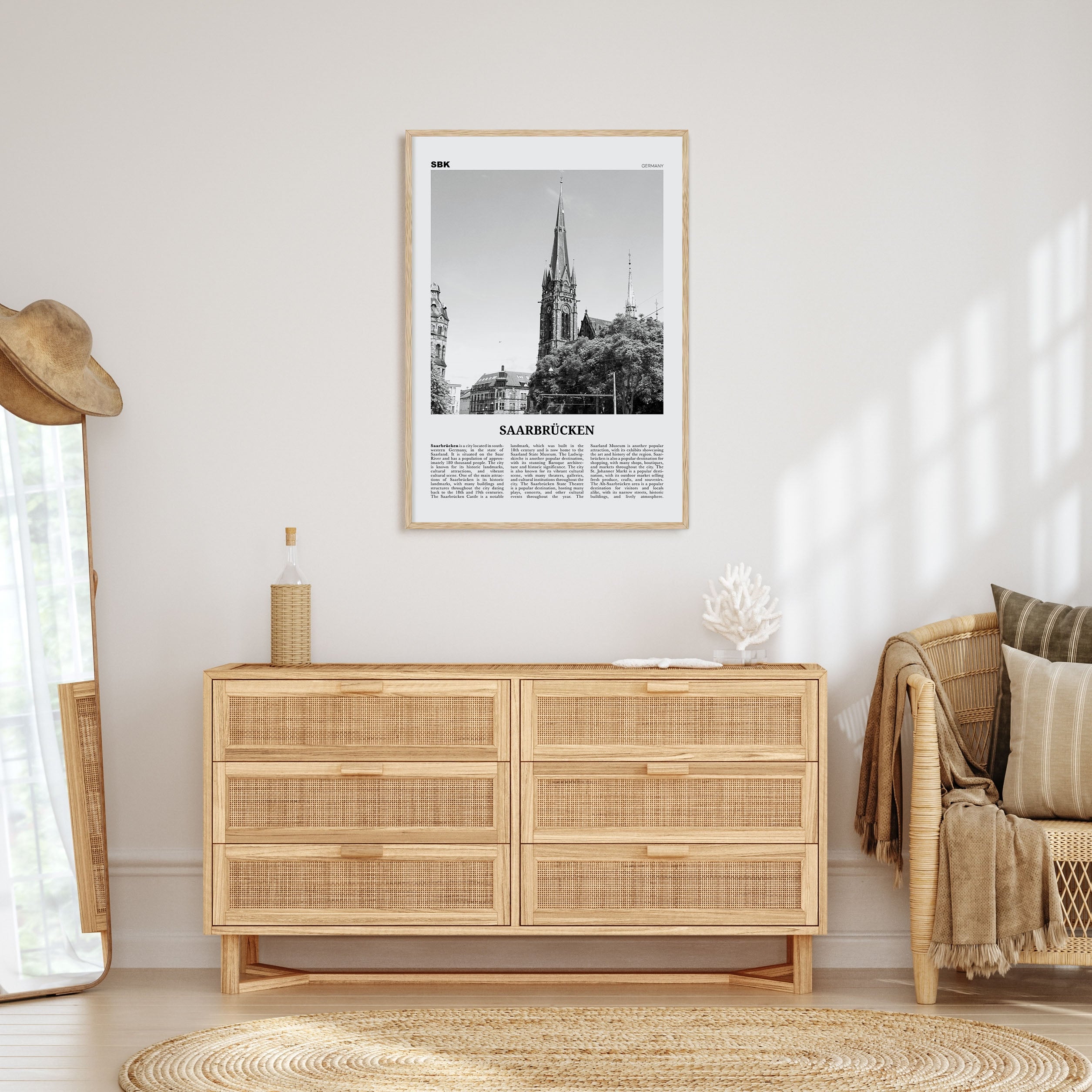 Saarbrücken Travel B&W Poster