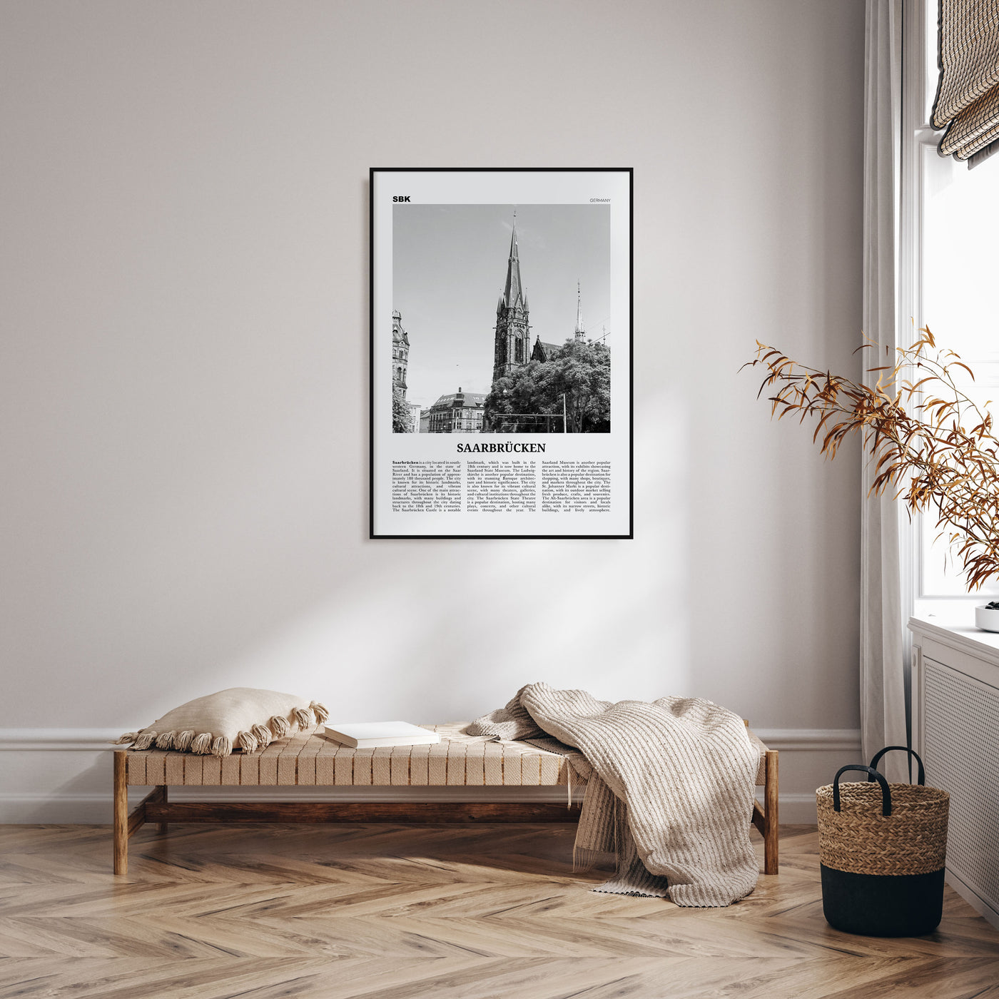 Saarbrücken Travel B&W Poster