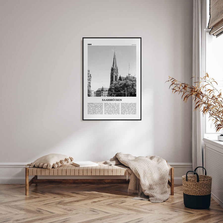 Saarbrücken Travel B&W Poster