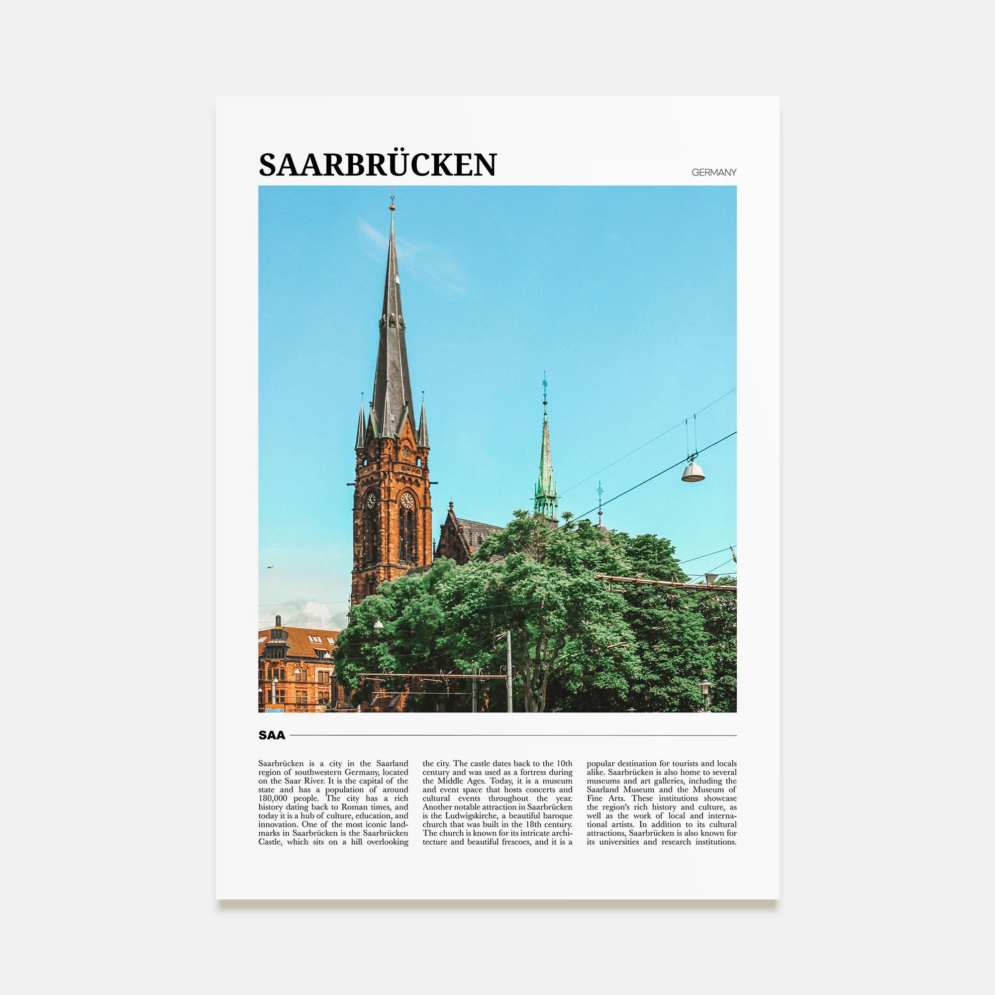 Saarbrücken Travel Color Poster