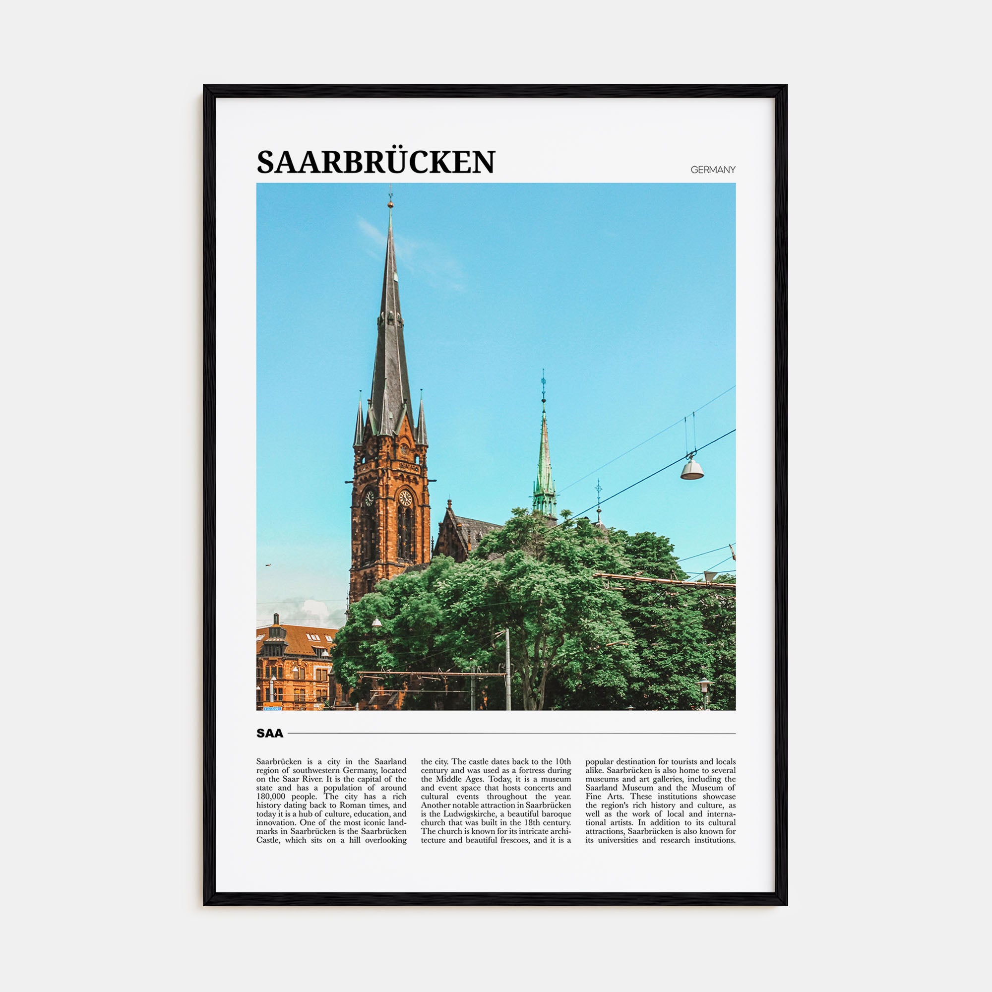 Saarbrücken Travel Color Poster