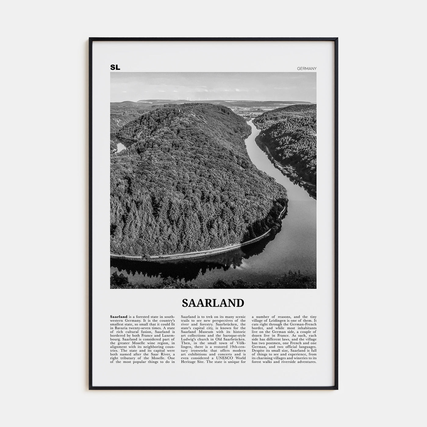 Saarland Travel B&W Poster