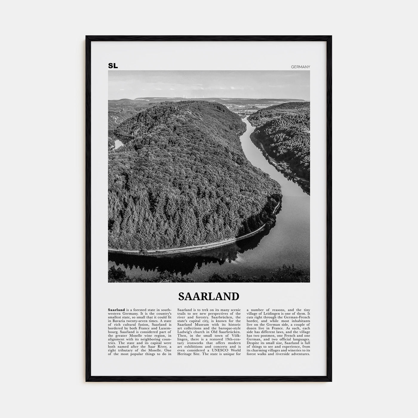 Saarland Travel B&W Poster