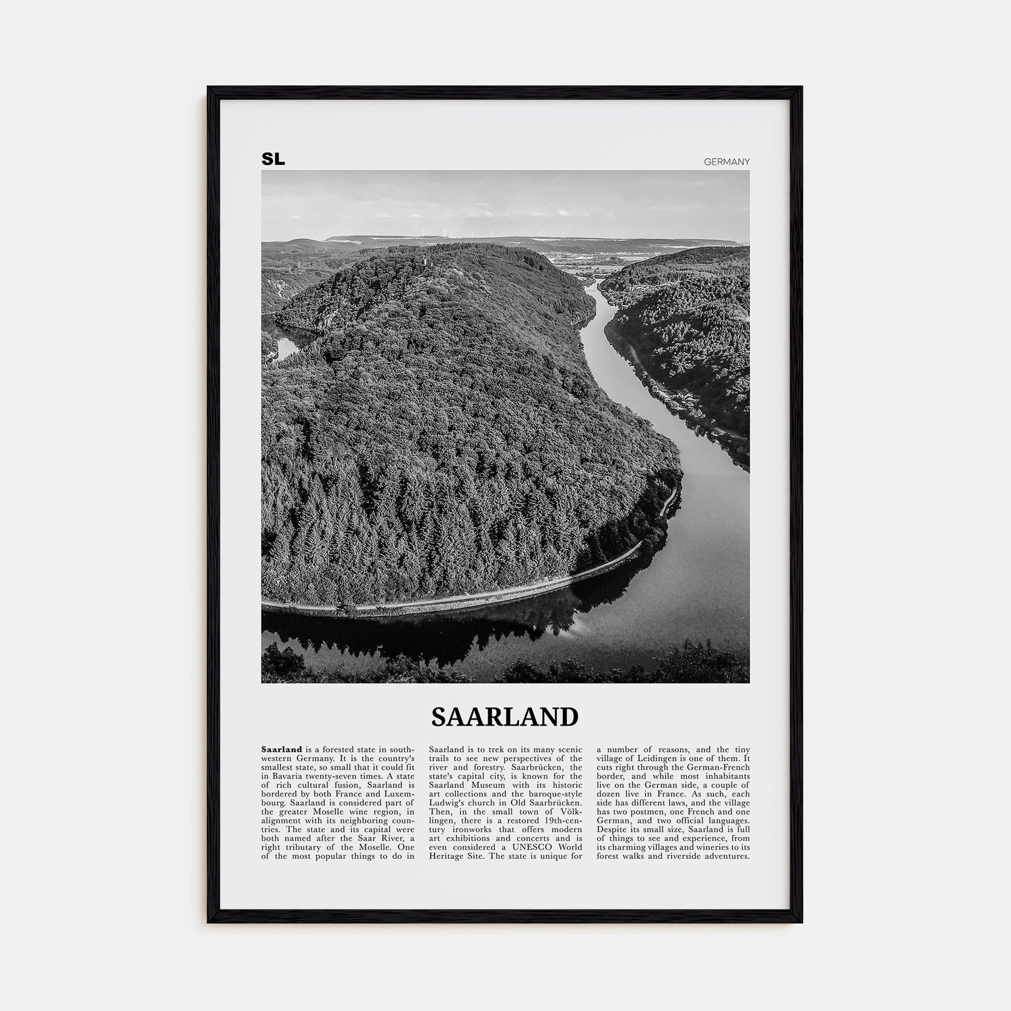 Saarland Travel B&W Poster
