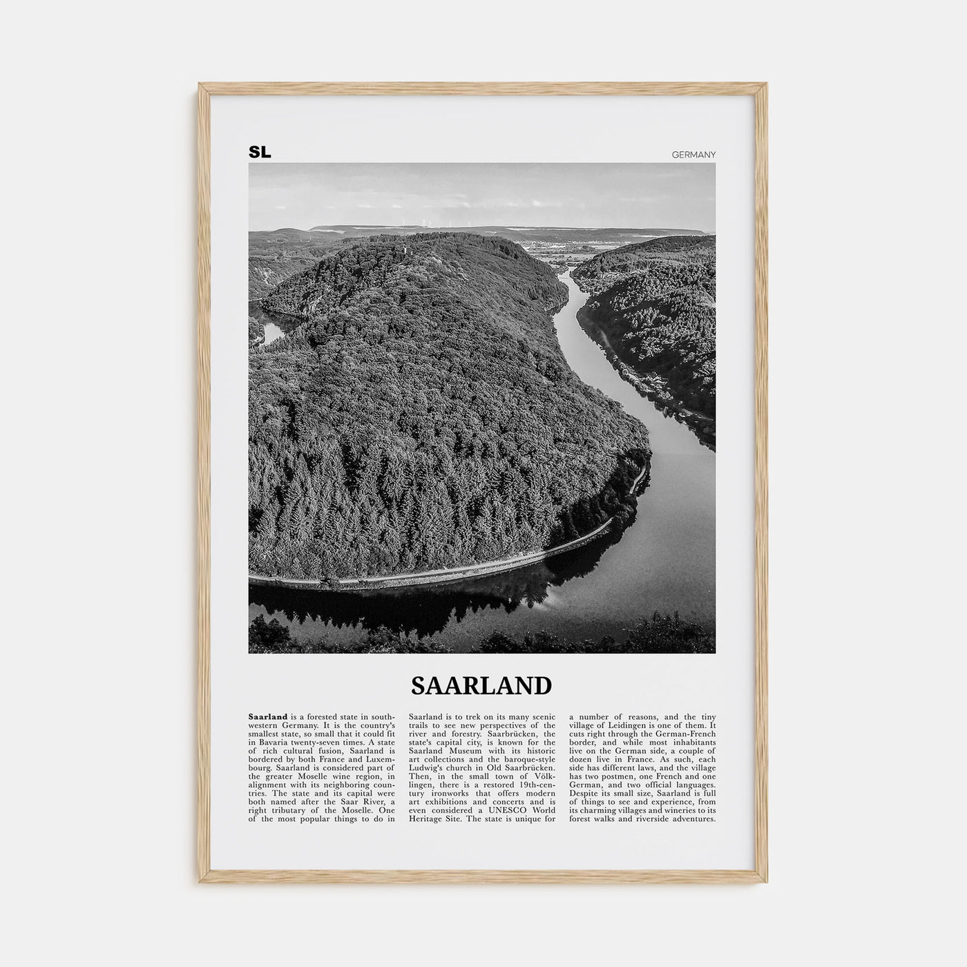 Saarland Travel B&W Poster