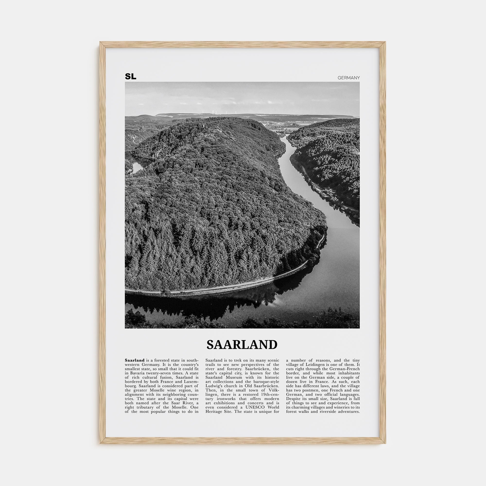 Saarland Travel B&W Poster