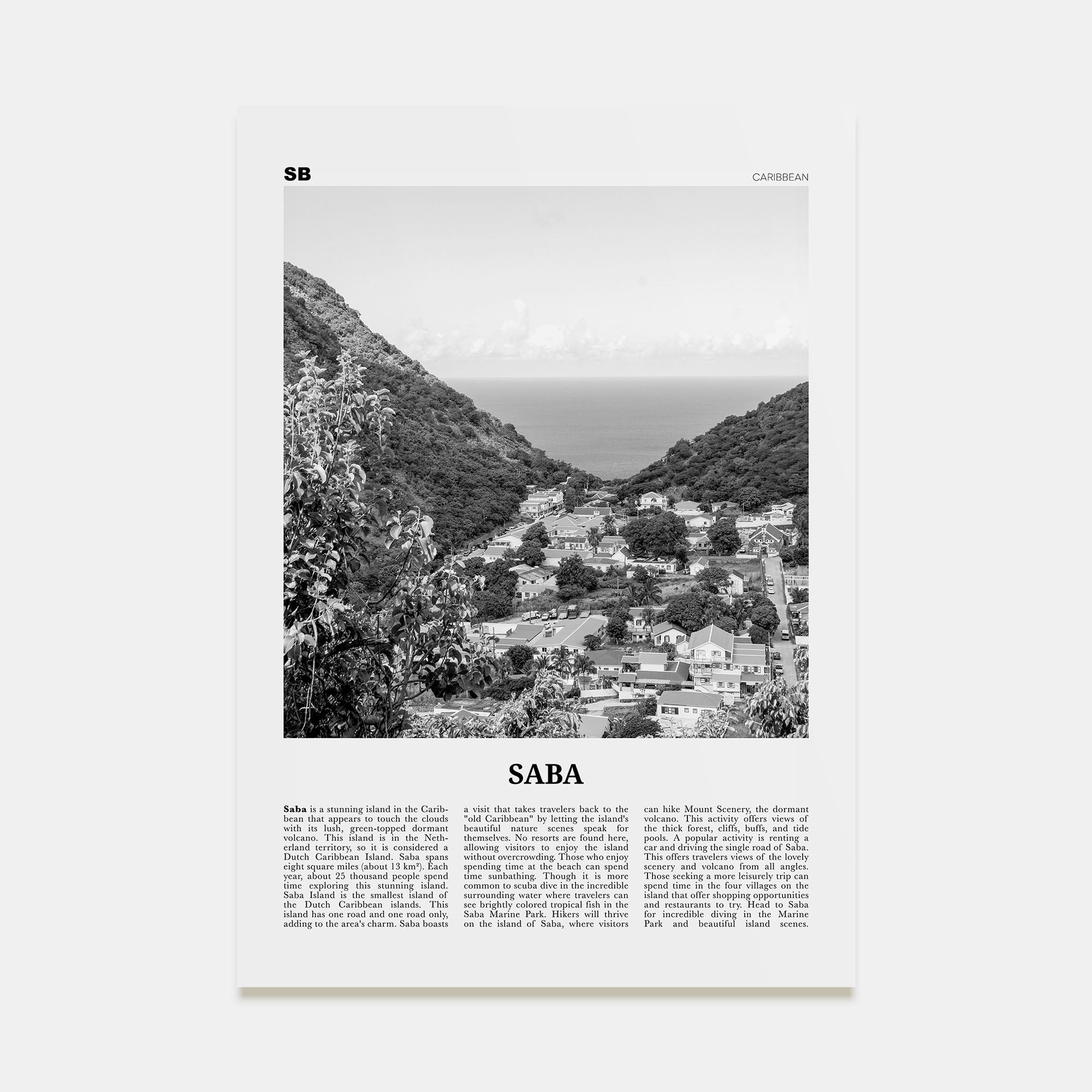 Saba Travel B&W Poster