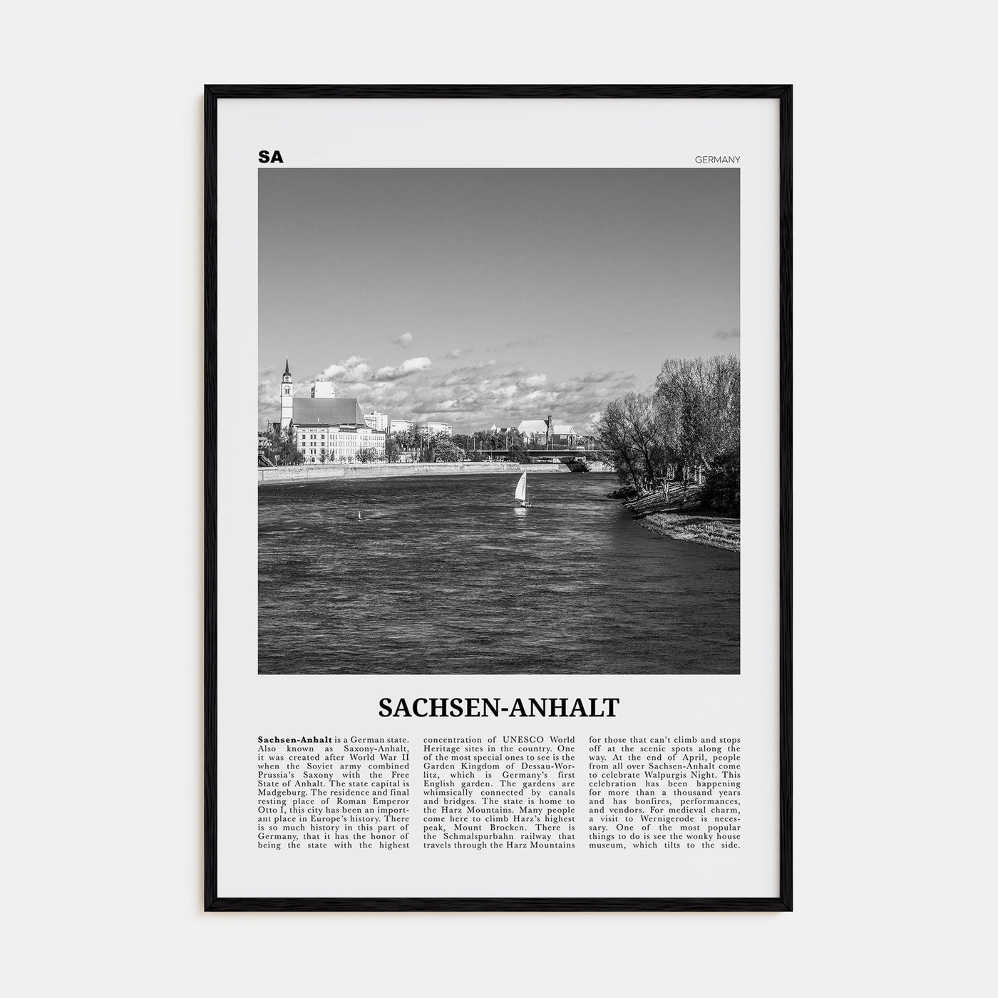 Sachsen-Anhalt Travel B&W Poster
