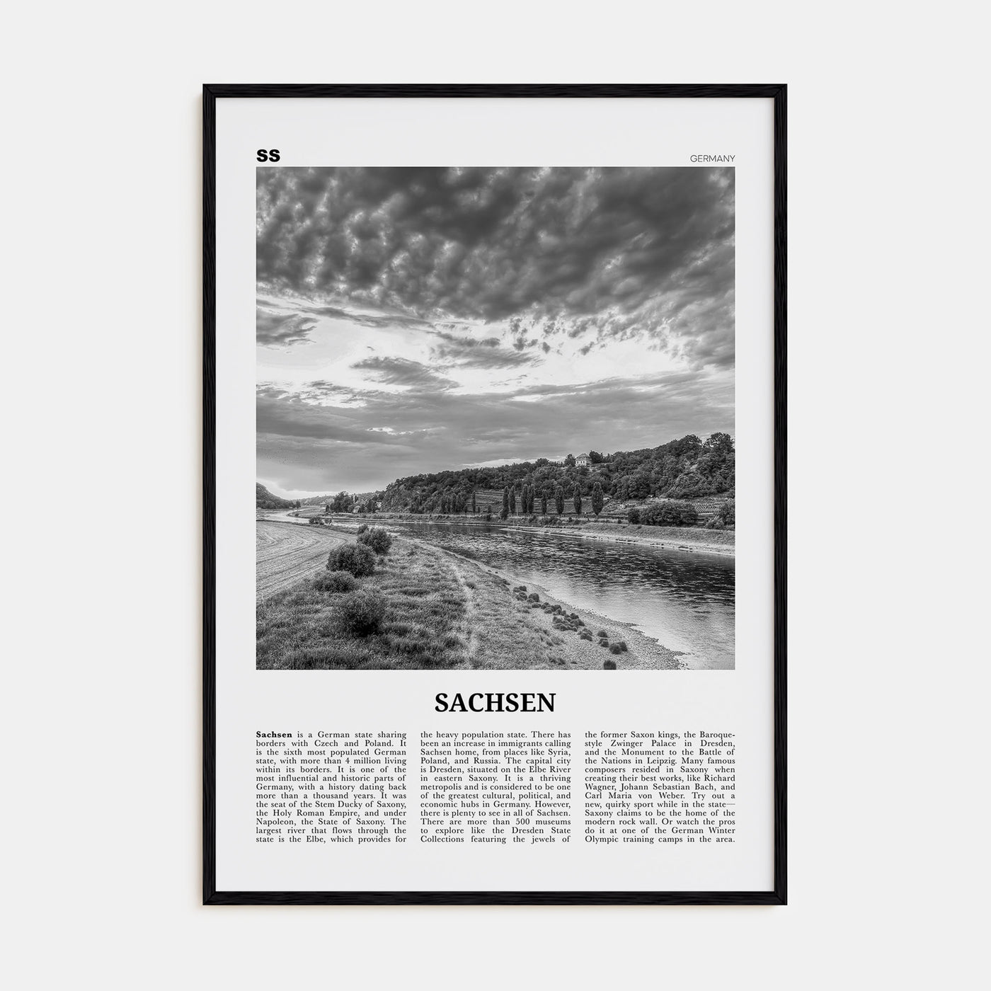 Sachsen Travel B&W Poster
