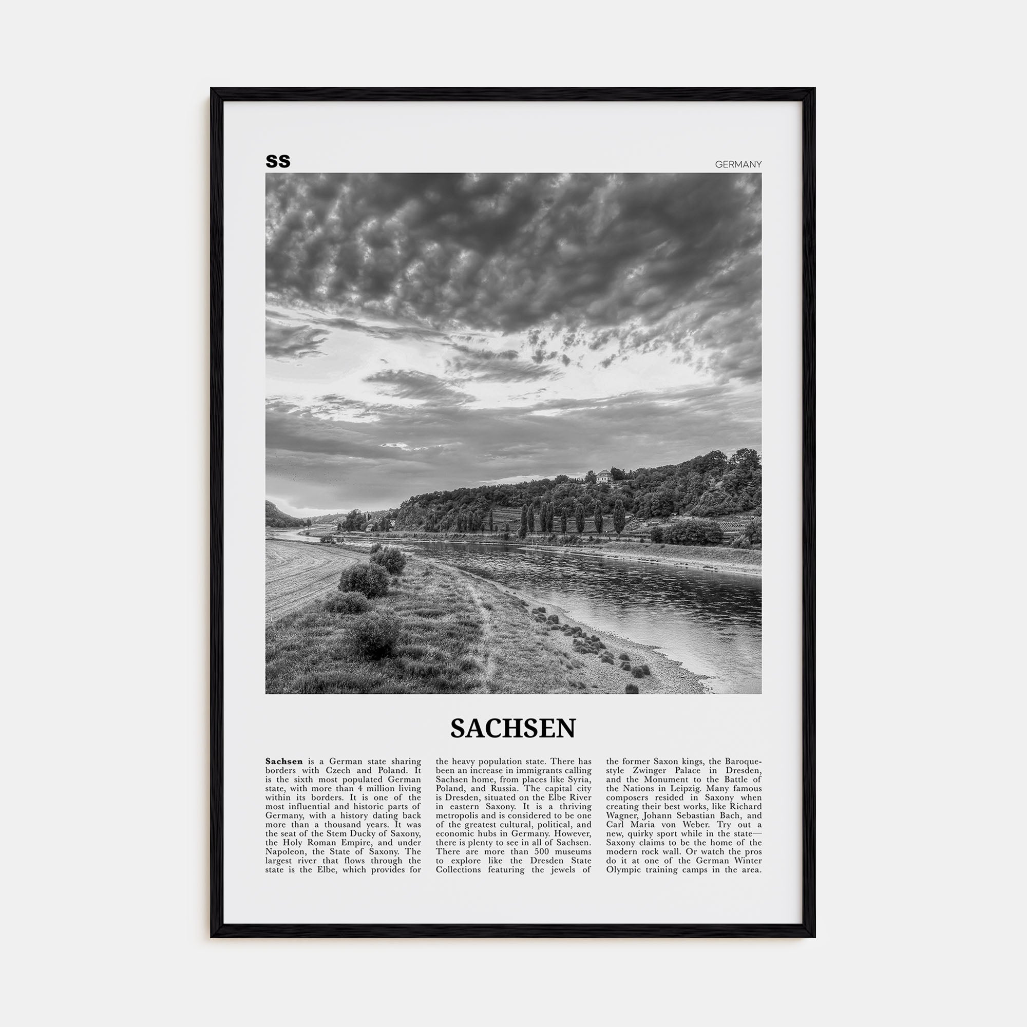 Sachsen Travel B&W Poster