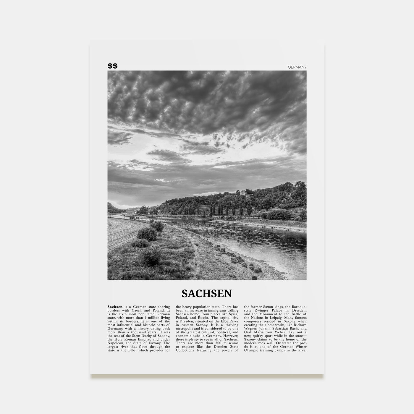 Sachsen Travel B&W Poster