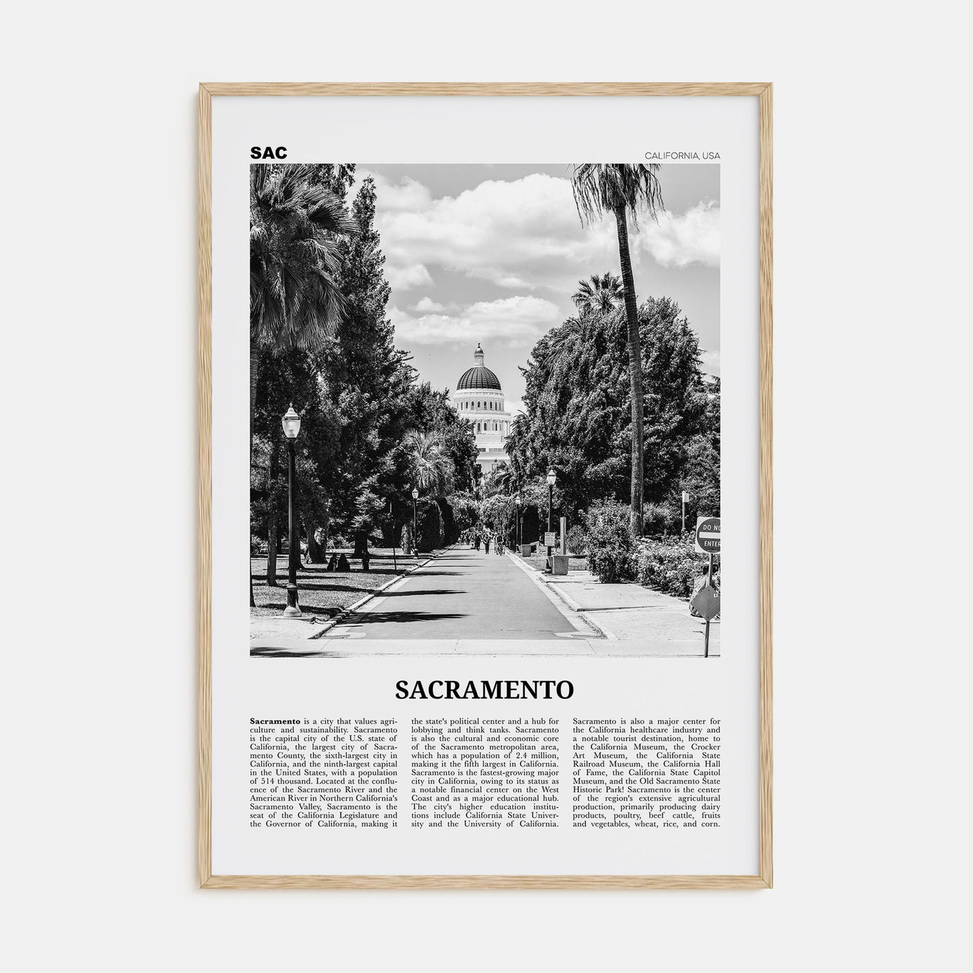 Sacramento Travel B&W No 1 Poster