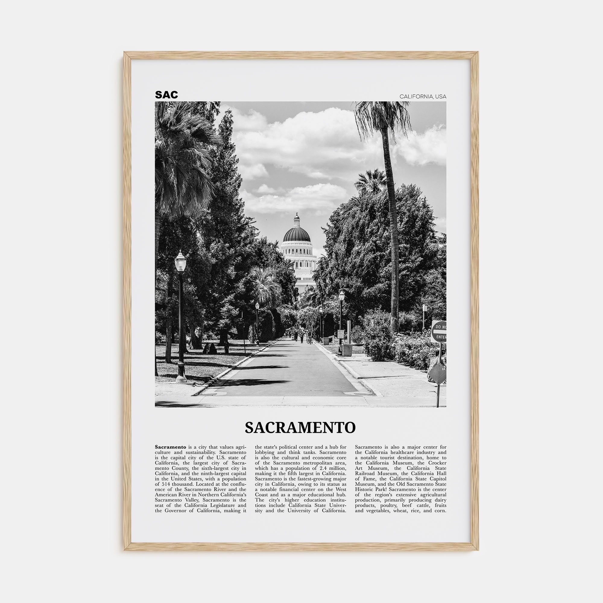 Sacramento Travel B&W No 1 Poster