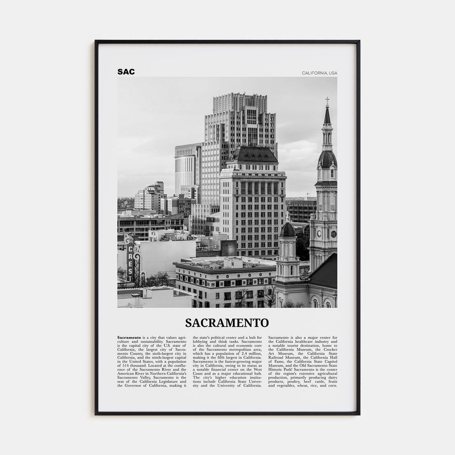 Sacramento Travel B&W No 2 Poster