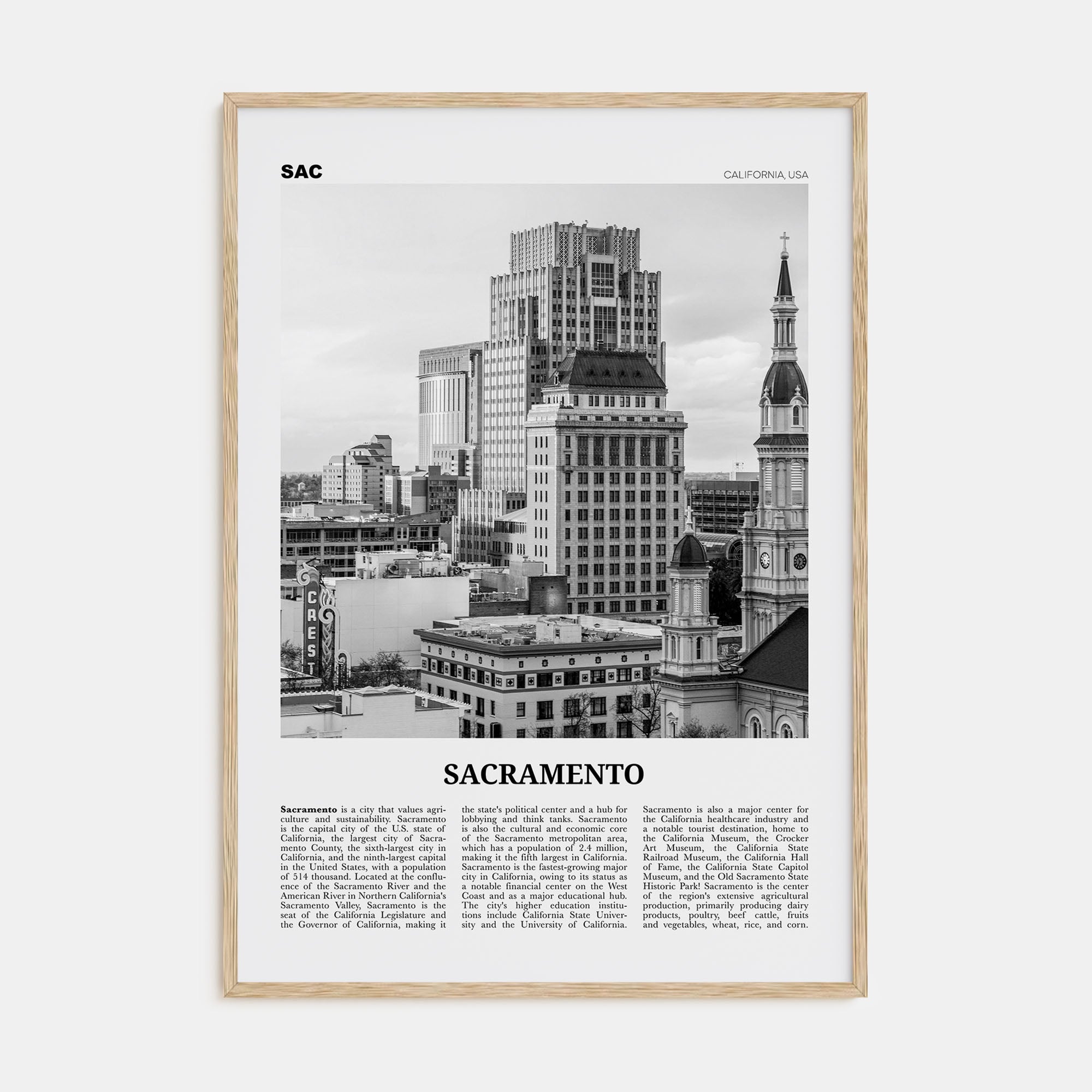 Sacramento Travel B&W No 2 Poster