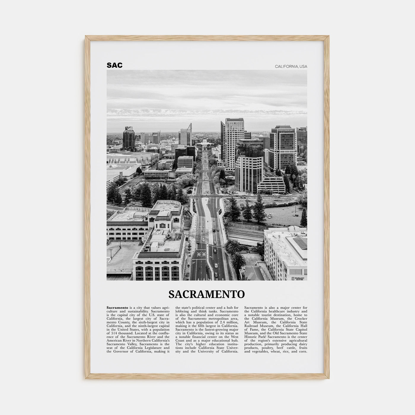 Sacramento Travel B&W No 3 Poster