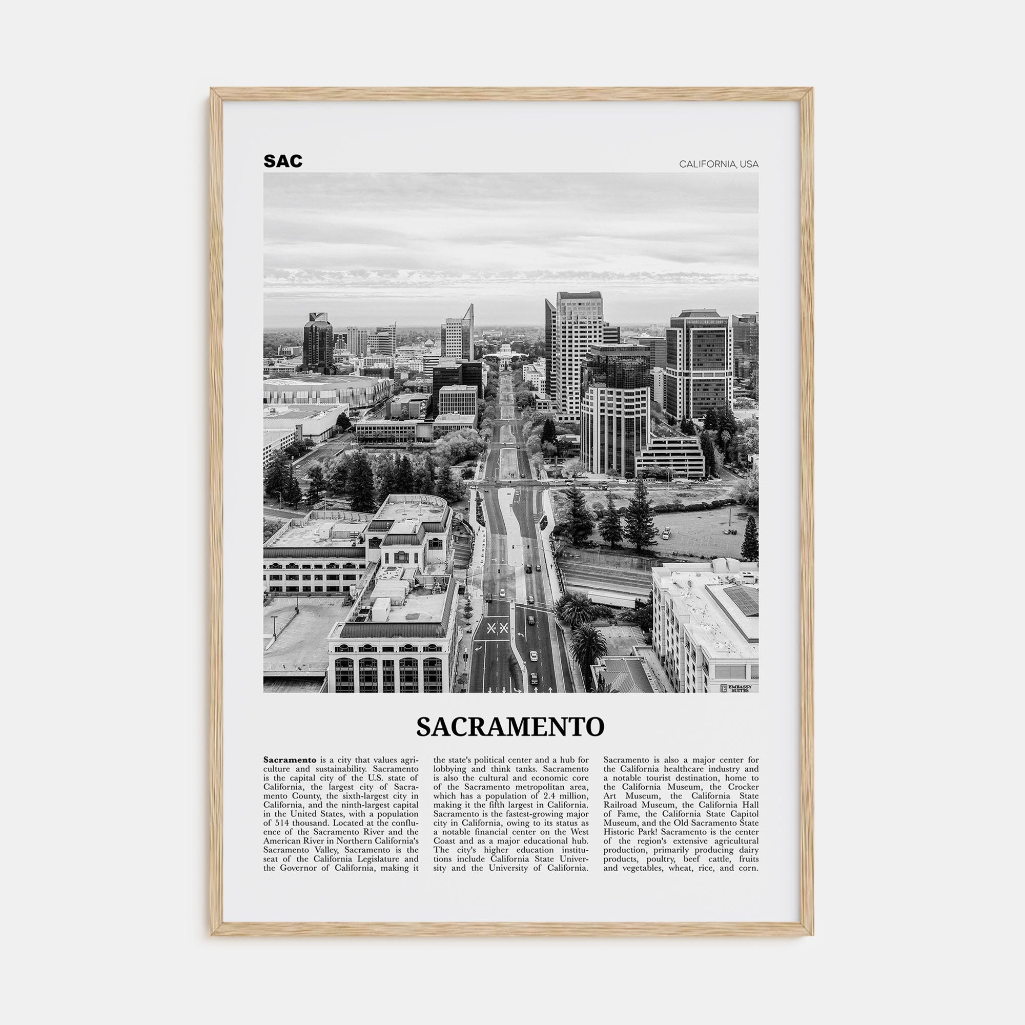 Sacramento Travel B&W No 3 Poster