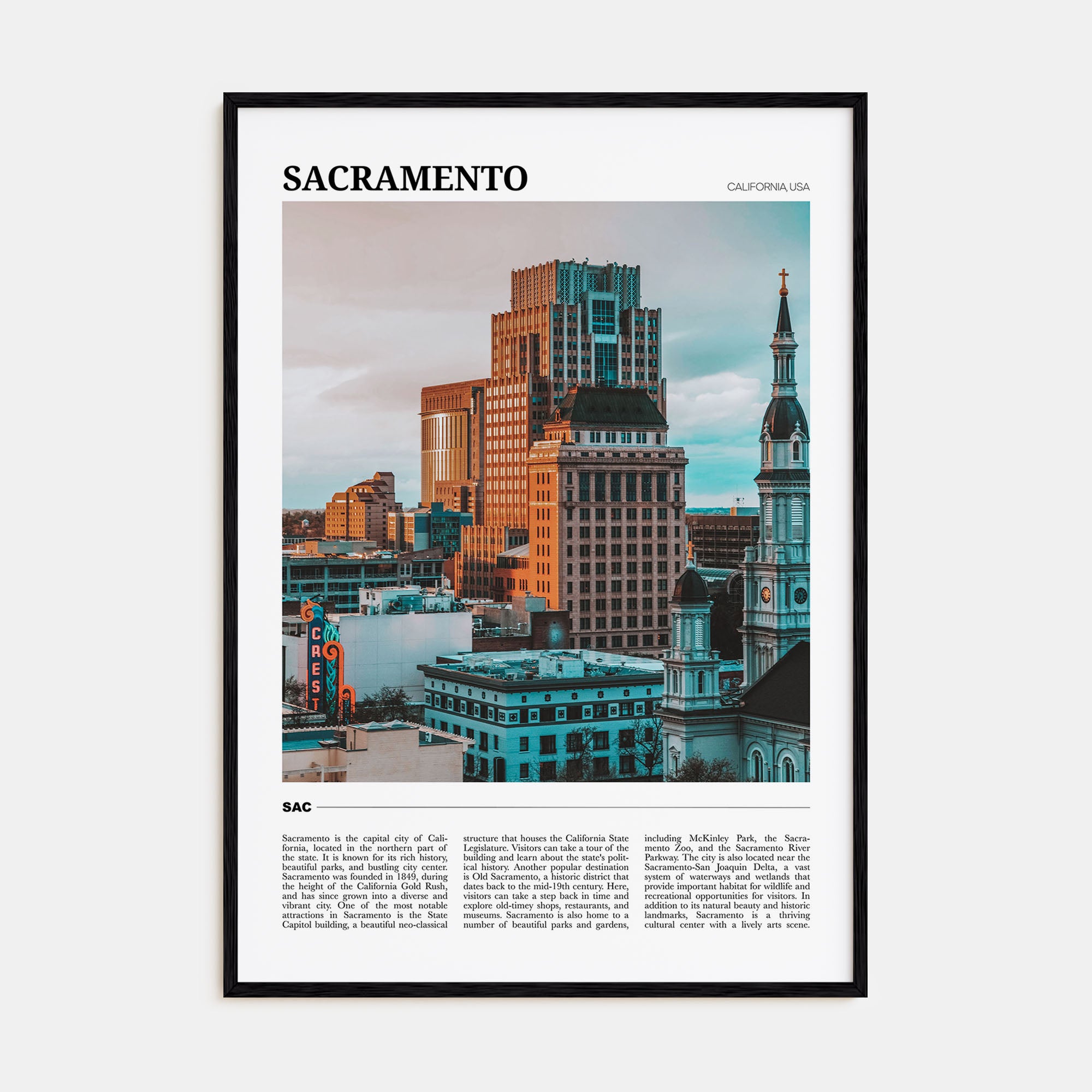 Sacramento Travel Color Poster