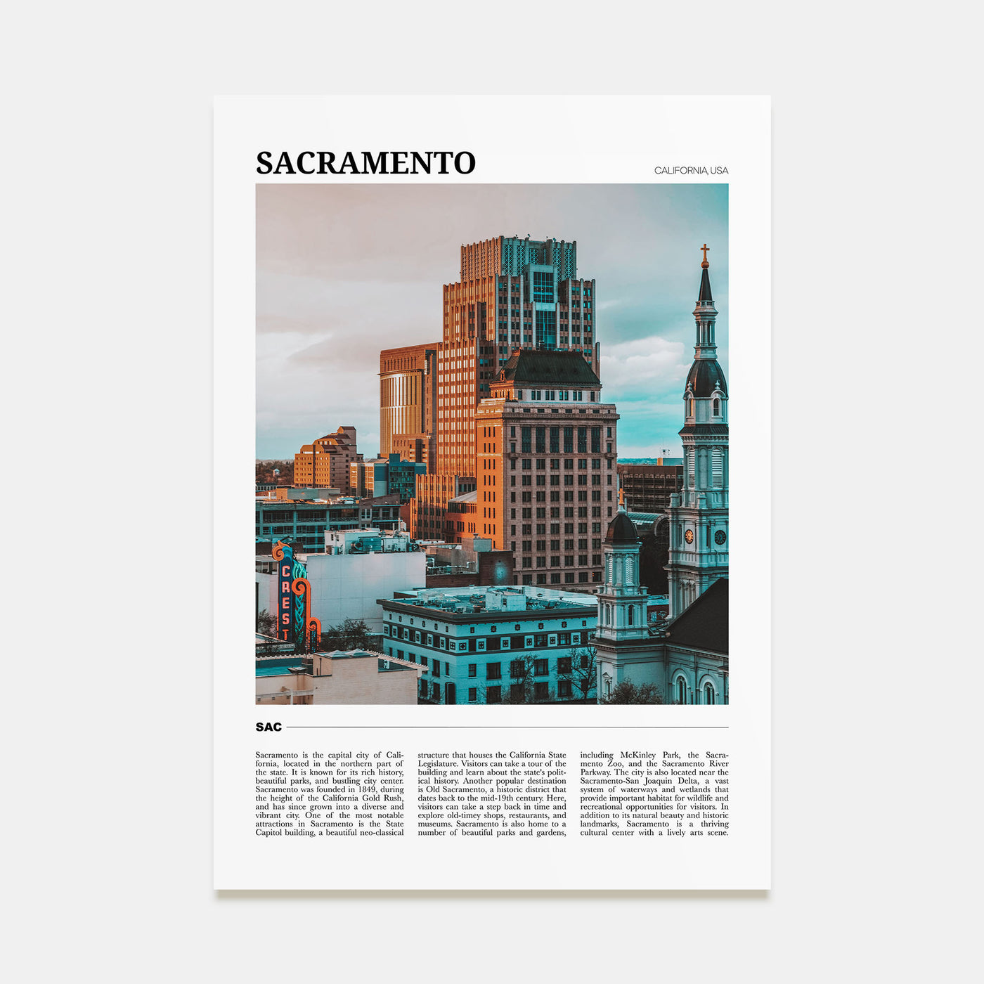 Sacramento Travel Color Poster