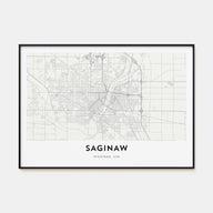 Saginaw Map Landscape Poster