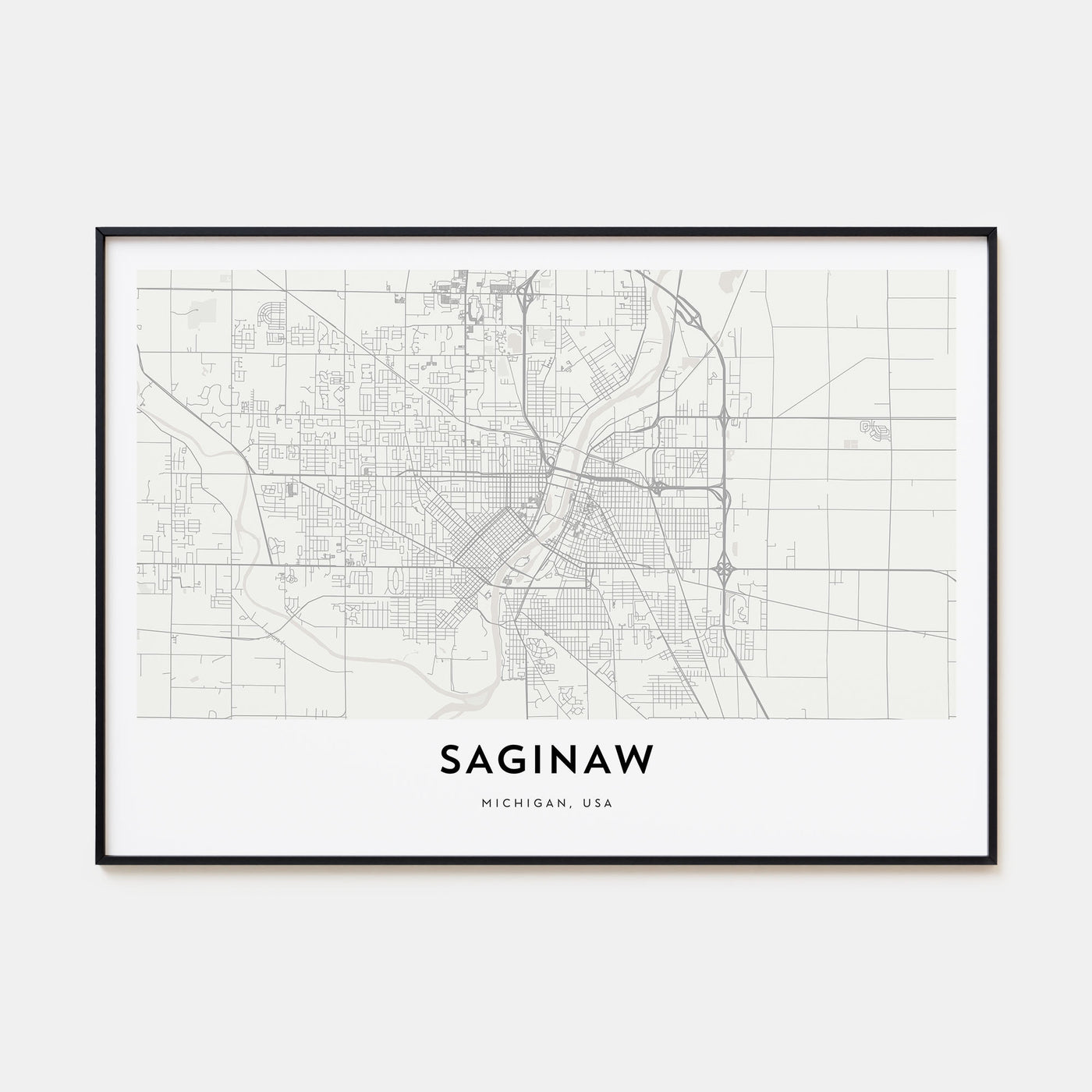 Saginaw Map Landscape Poster