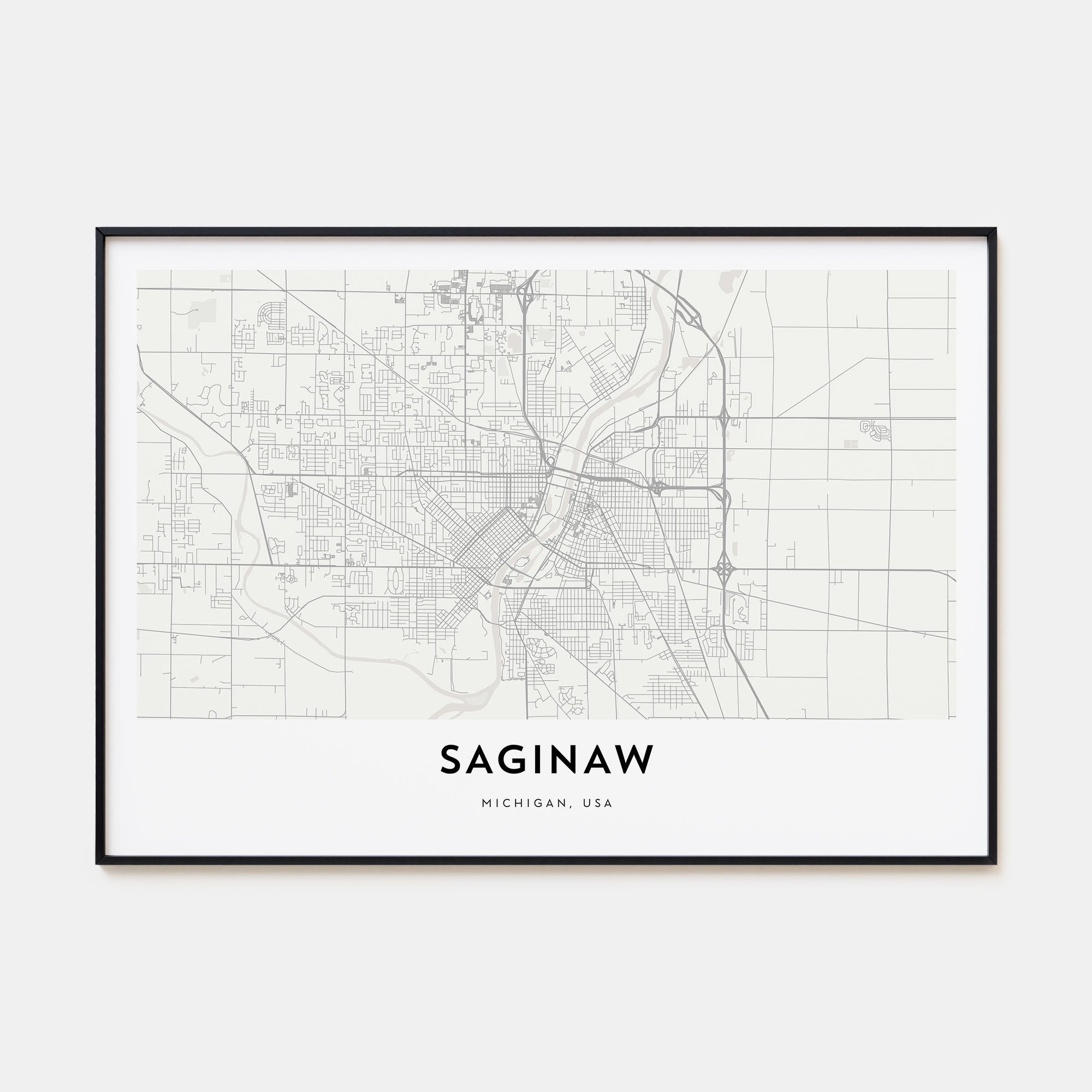 Saginaw Map Landscape Poster