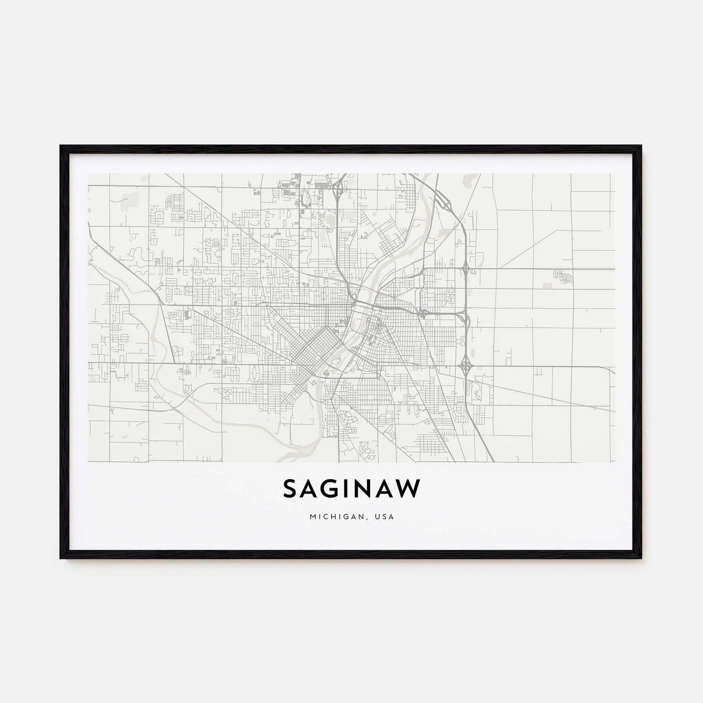 Saginaw Map Landscape Poster