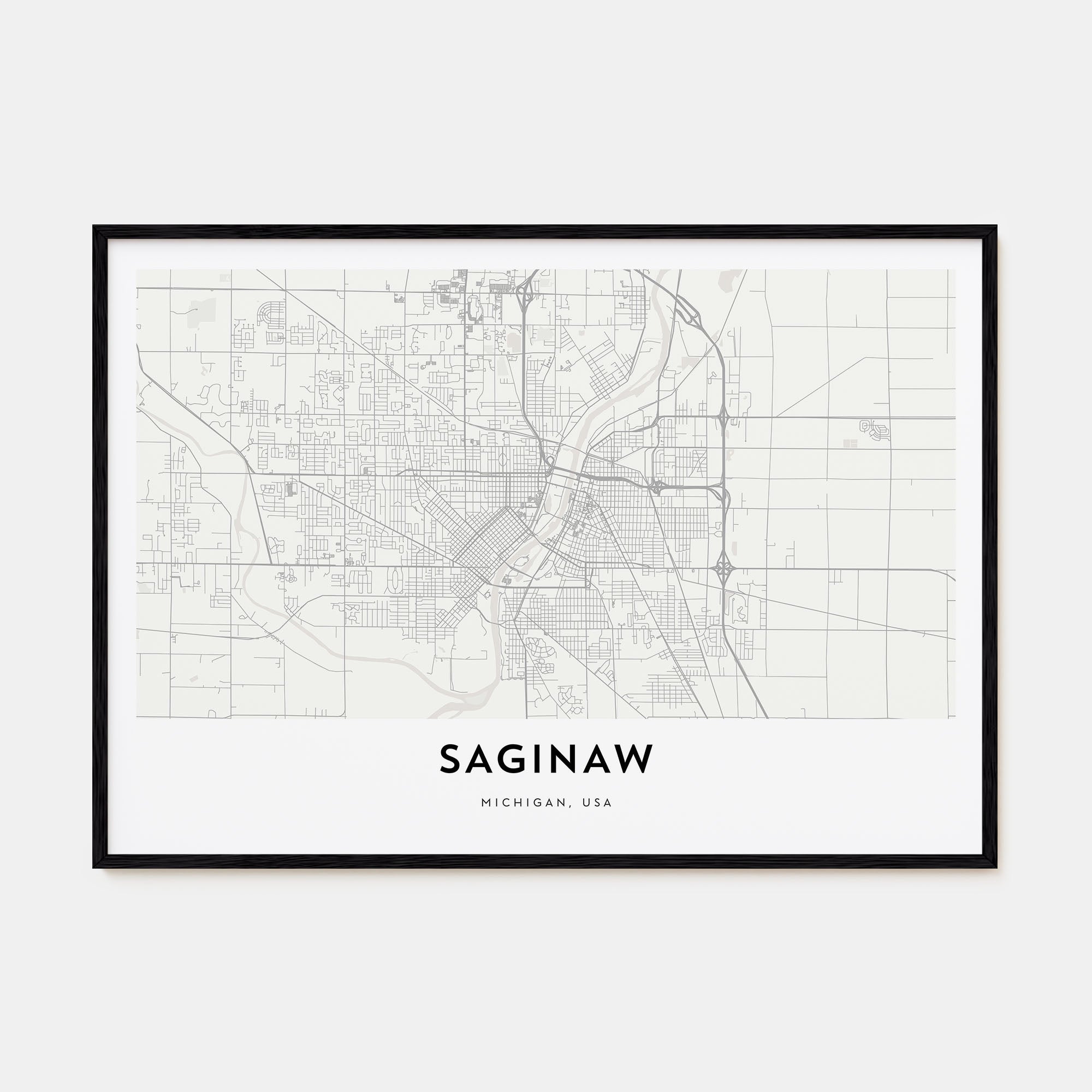 Saginaw Map Landscape Poster