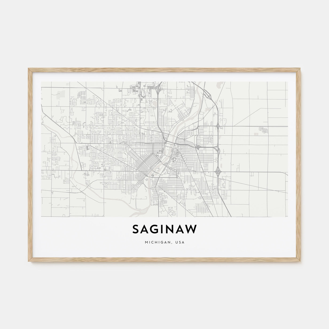 Saginaw Map Landscape Poster