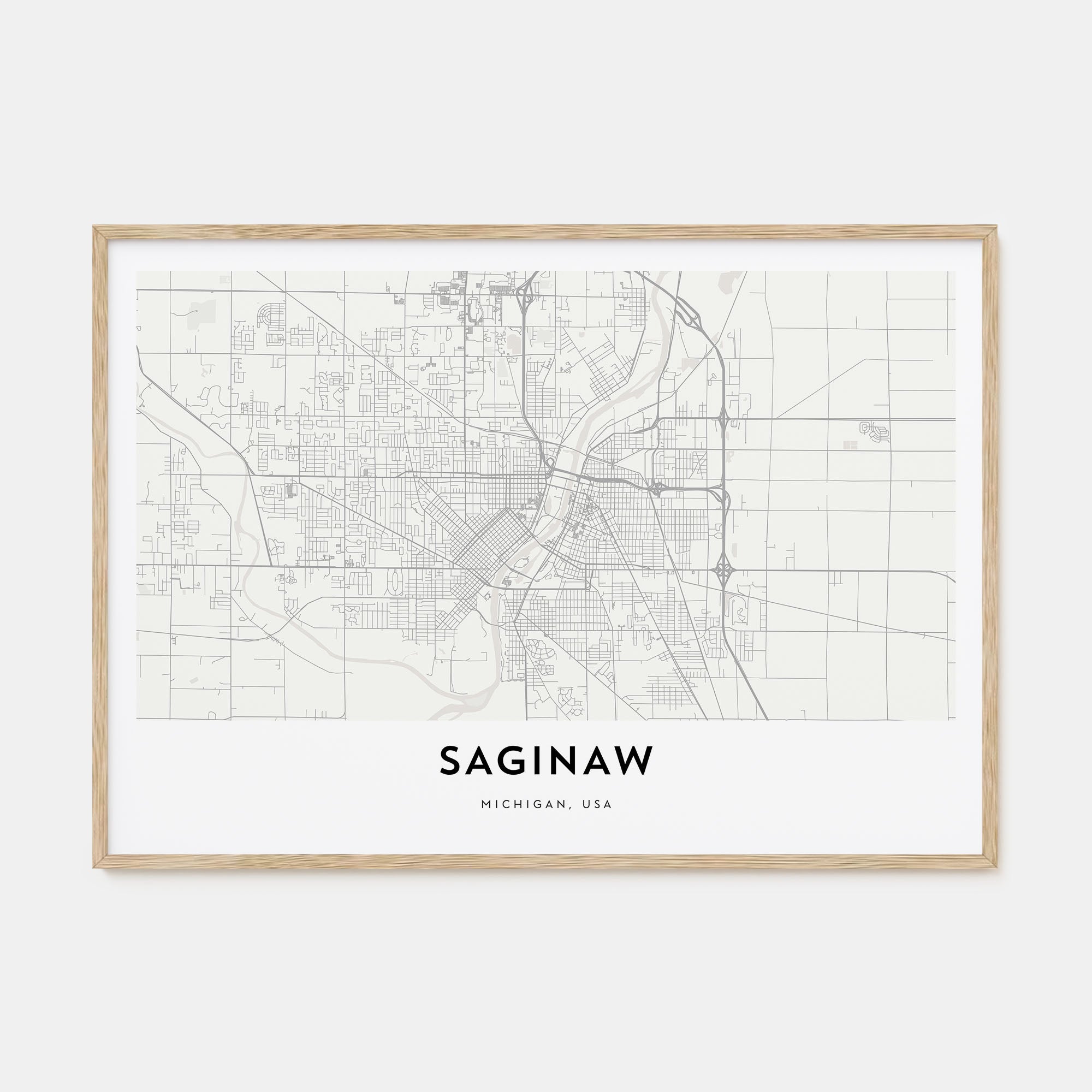 Saginaw Map Landscape Poster