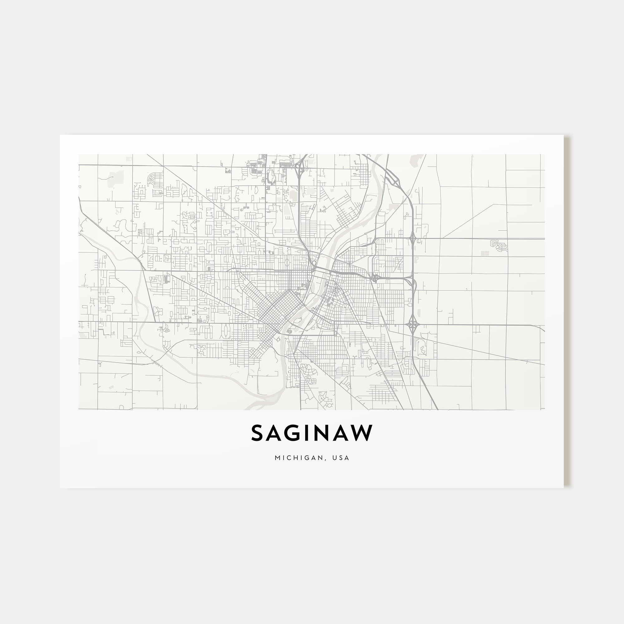 Saginaw Map Landscape Poster