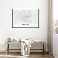Saginaw Map Landscape Poster