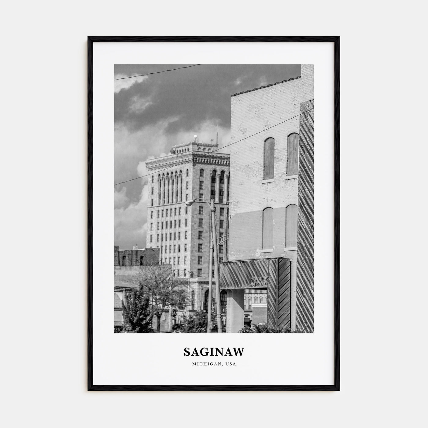 Saginaw Portrait B&W Poster