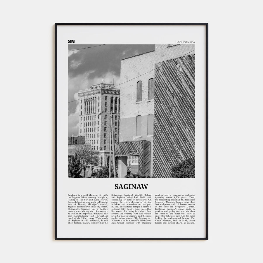 Saginaw Travel B&W Poster