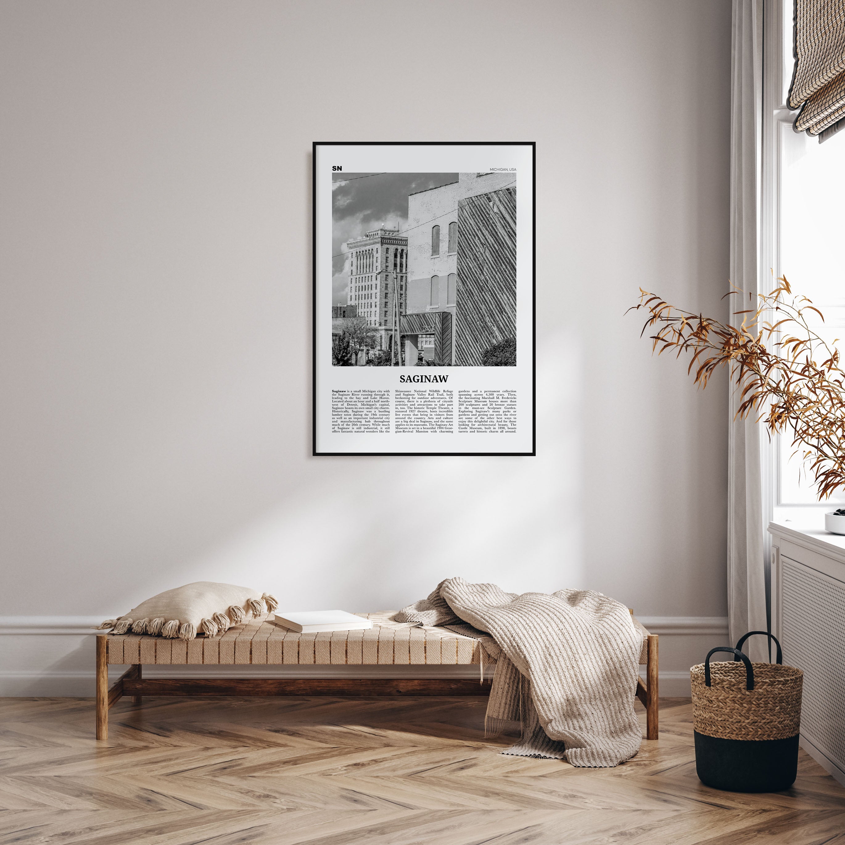 Saginaw Travel B&W Poster