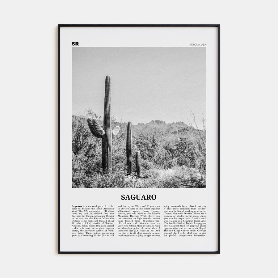 Saguaro National Park Travel B&W Poster