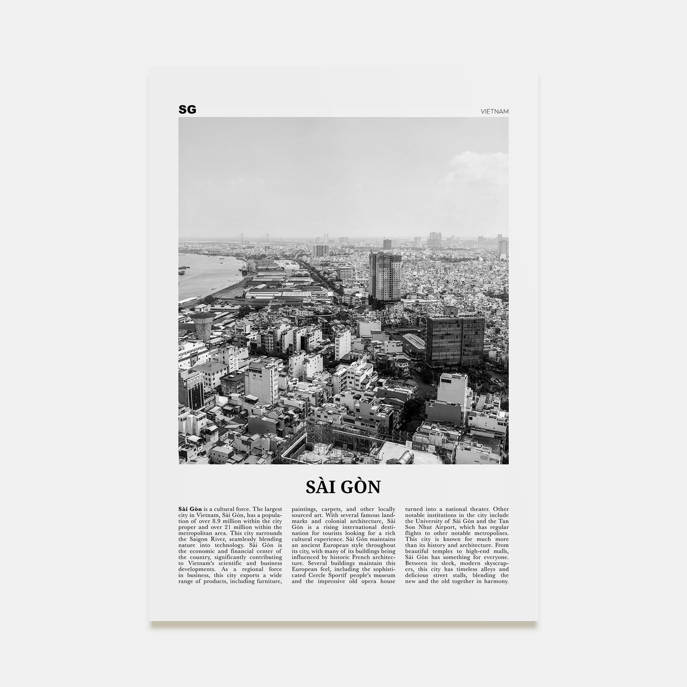 Sai Gon Travel B&W Poster