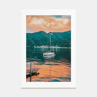Sailboat Orange Clouds Photo Color Poster