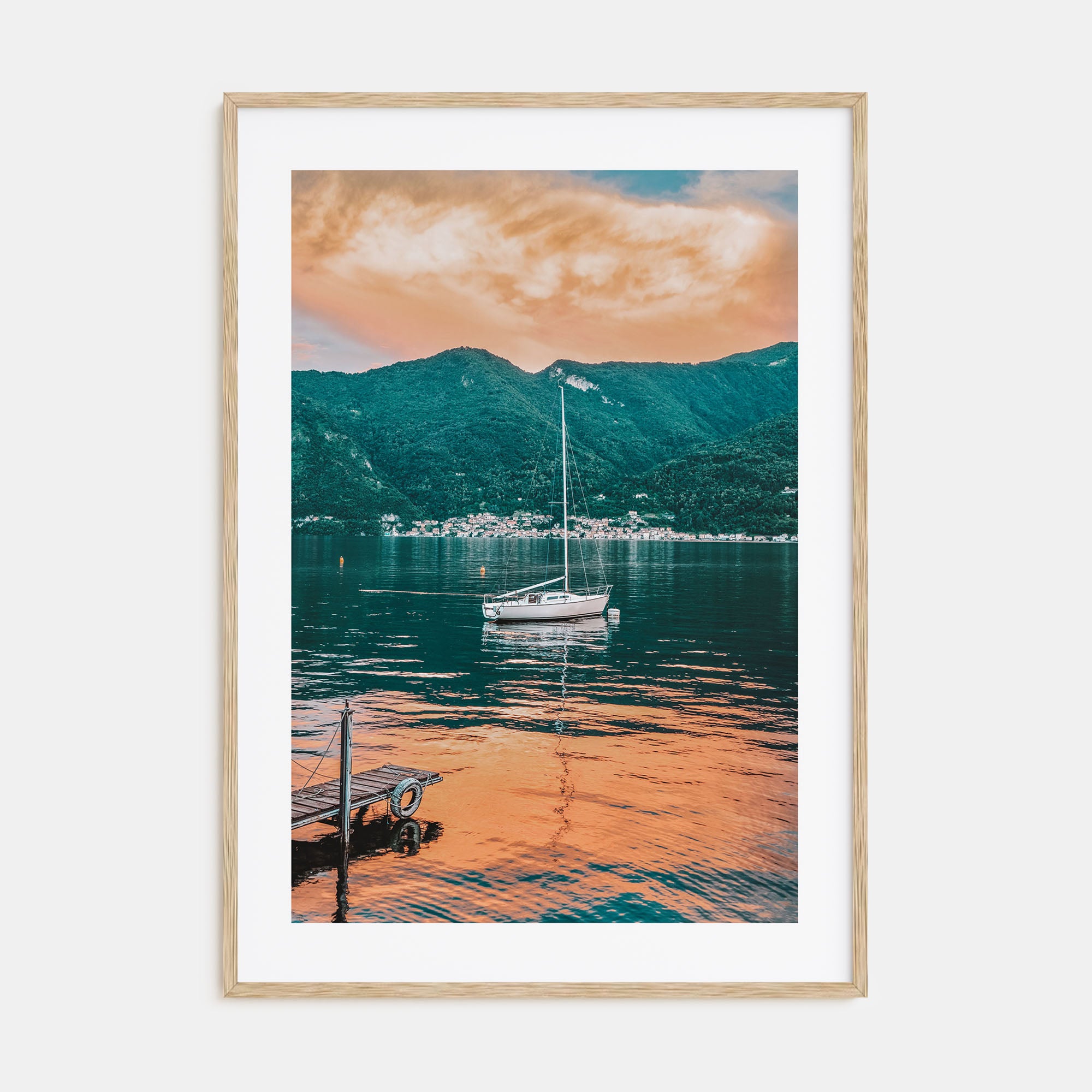 Sailboat Orange Clouds Photo Color Poster
