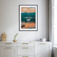Sailboat Orange Clouds Photo Color Poster