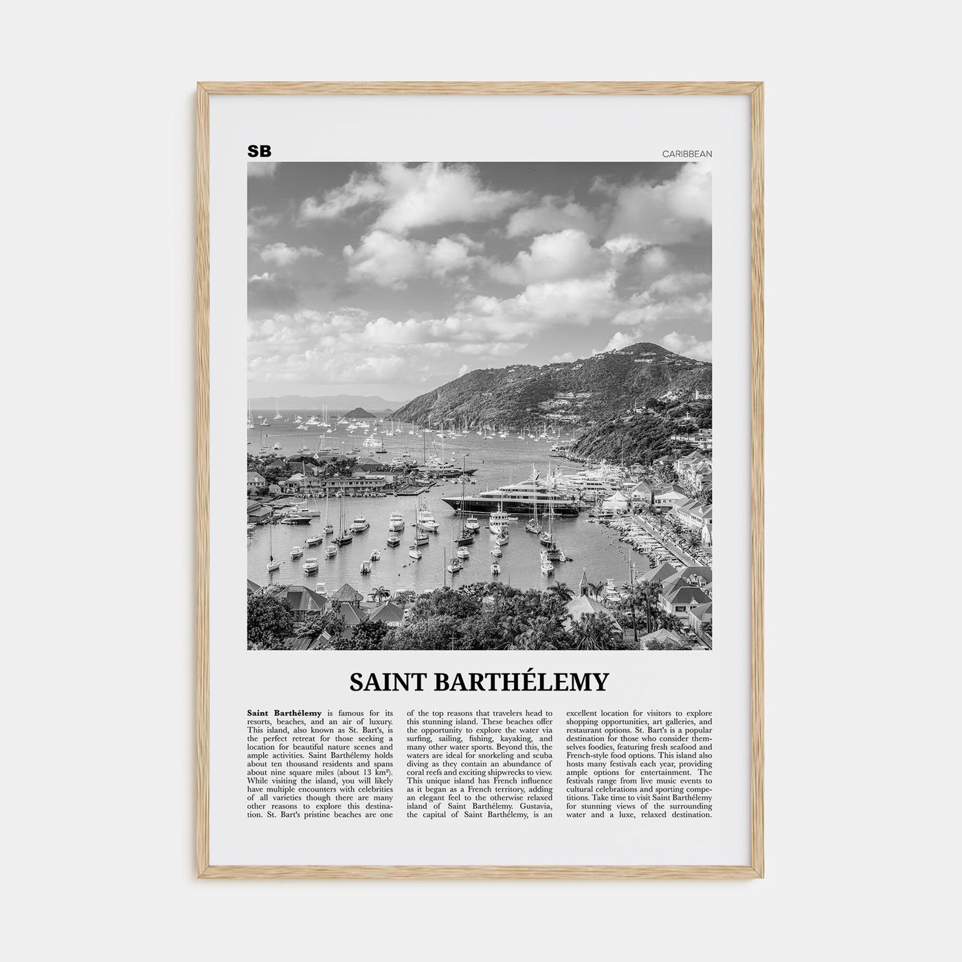 Saint Barthélemy Travel B&W Poster