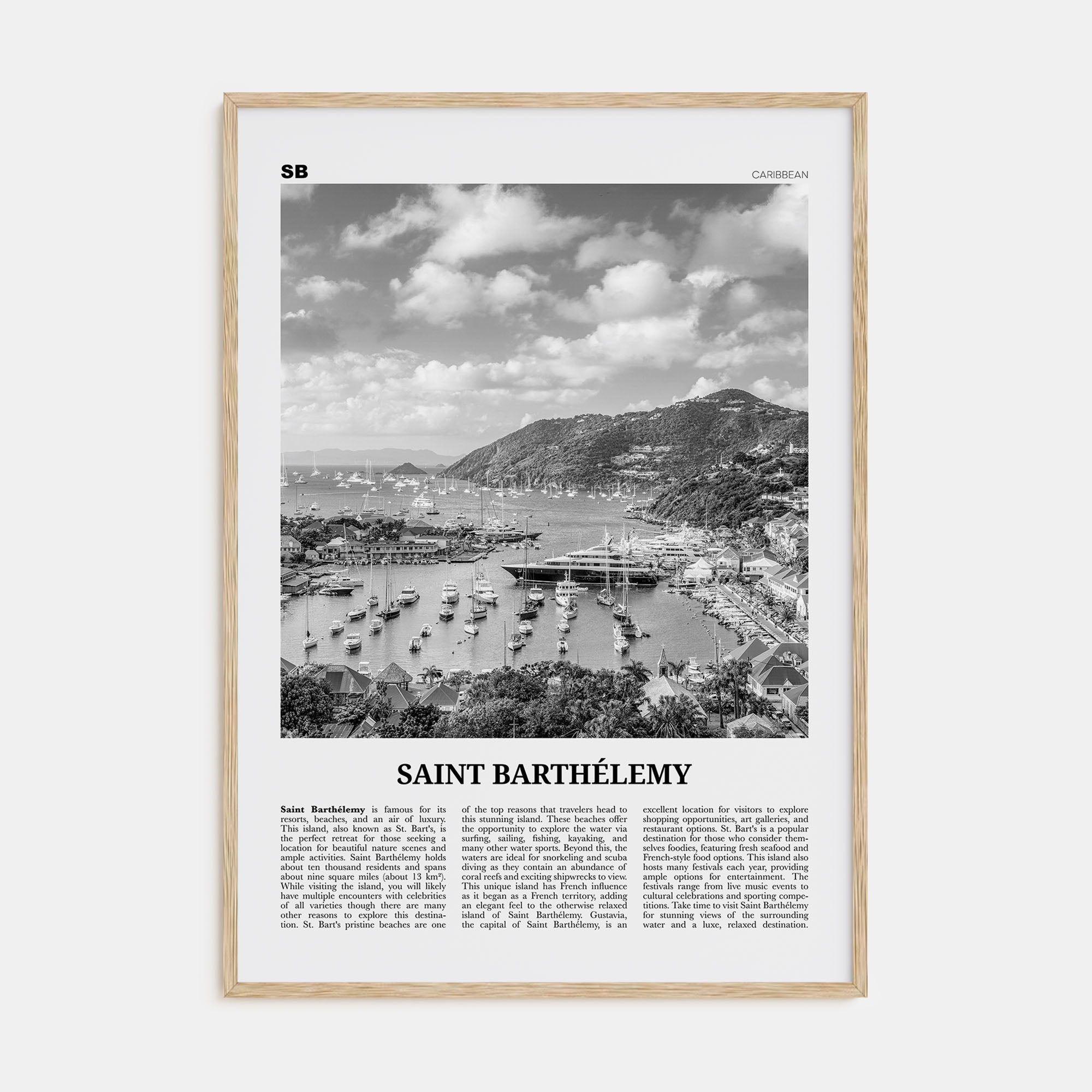 Saint Barthélemy Travel B&W Poster