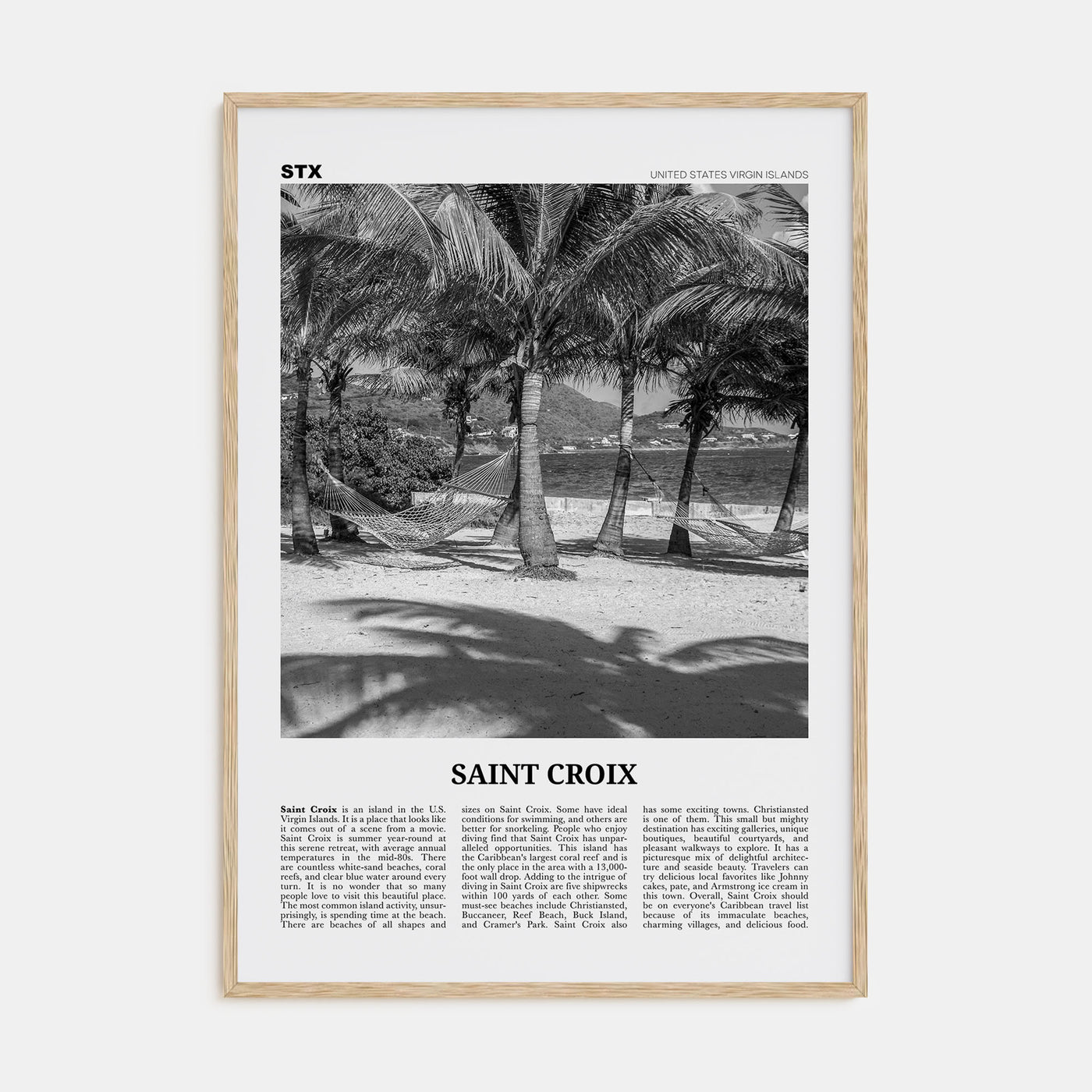 Saint Croix Travel B&W Poster