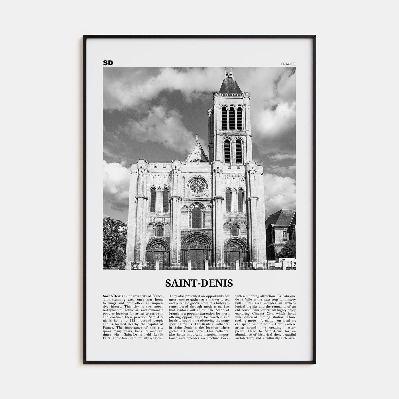 Saint-Denis Travel B&W Poster