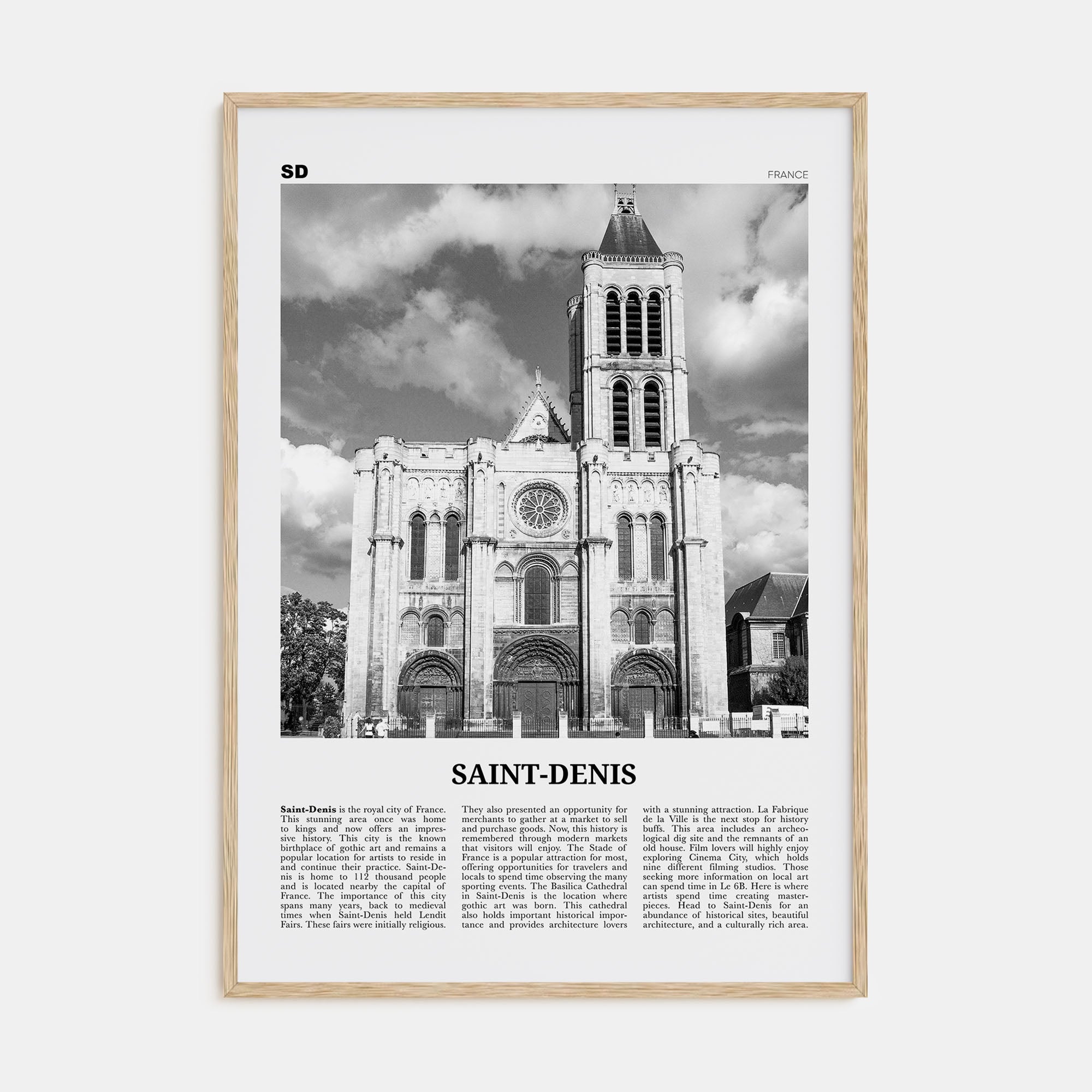 Saint-Denis Travel B&W Poster
