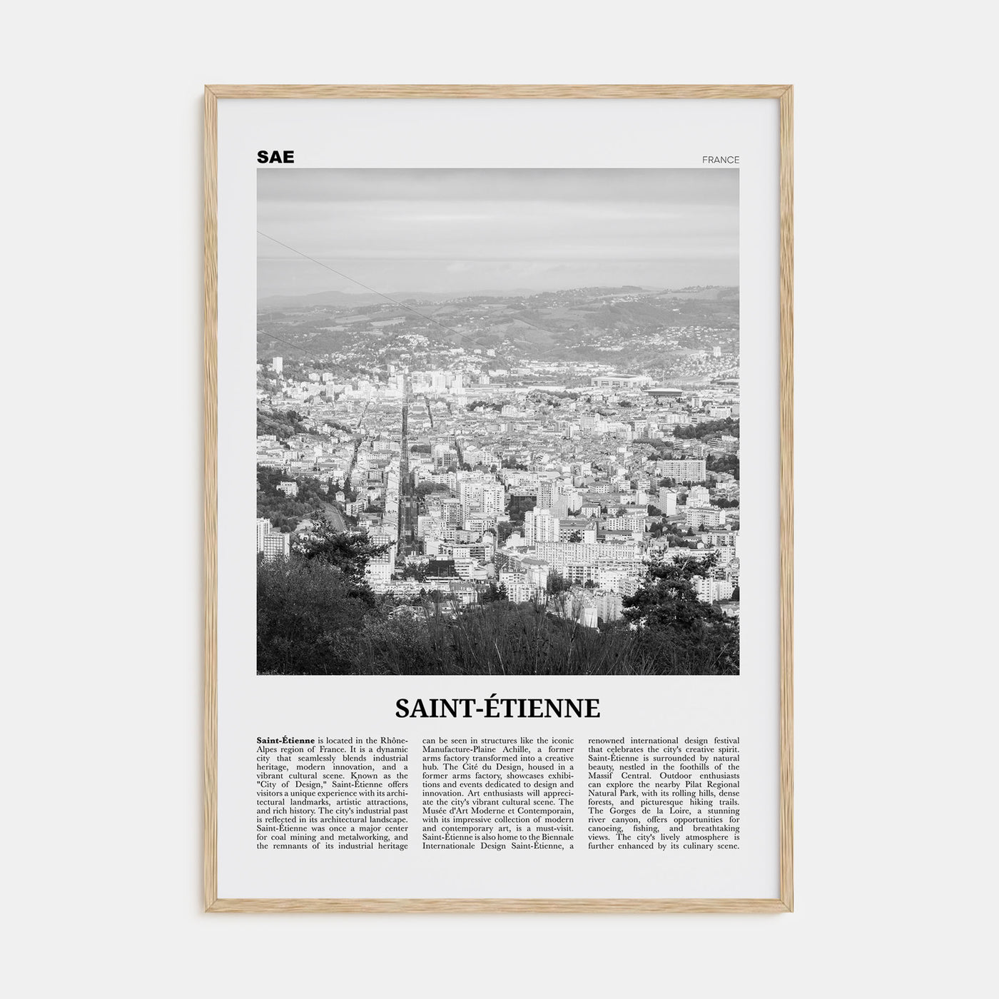 Saint-Étienne Travel B&W Poster